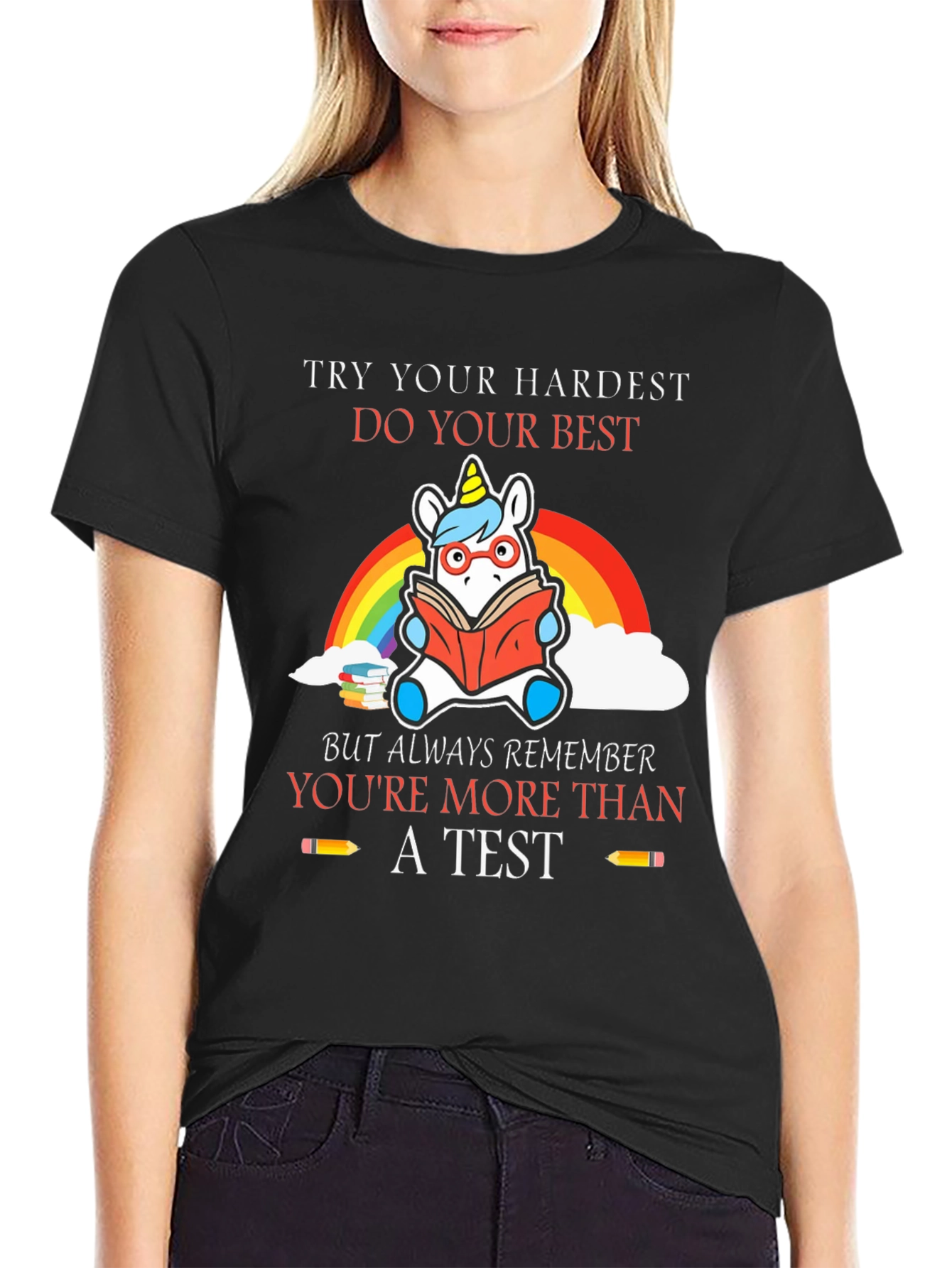 Unicorn Reading T-Shirt - Youre More Than A Test