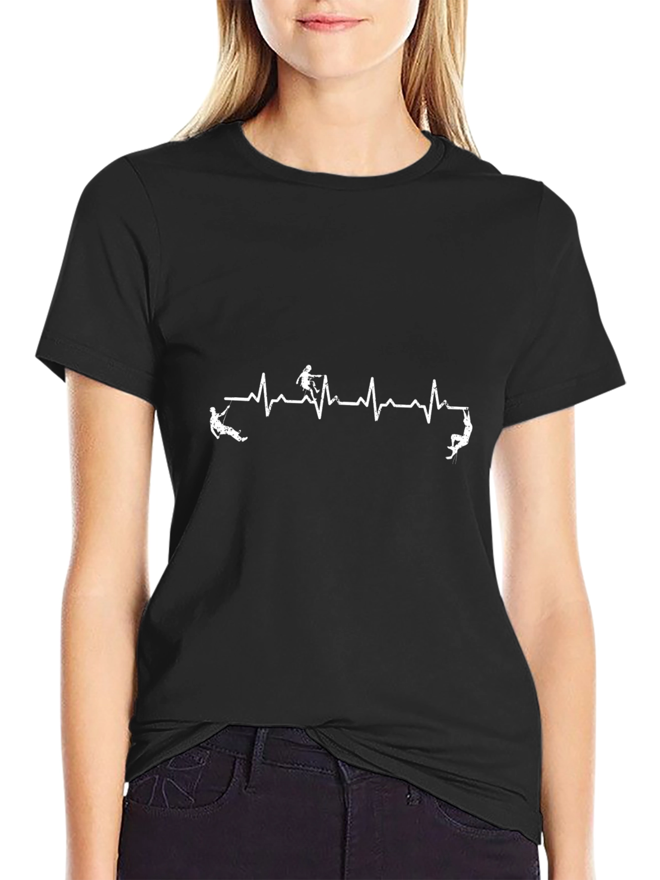 Climbing Heartbeat T-Shirt - Black Cotton Tee