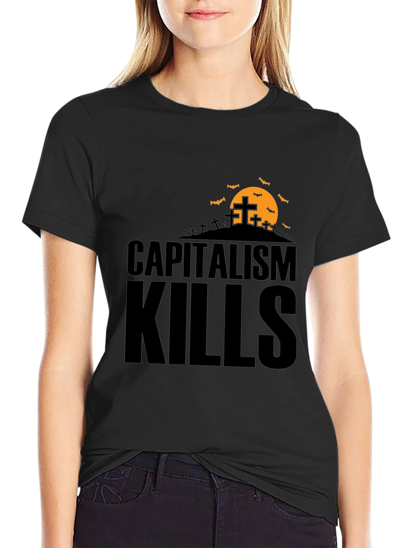 Capitalism Kills Graphic Tee - Spooky Halloween Design
