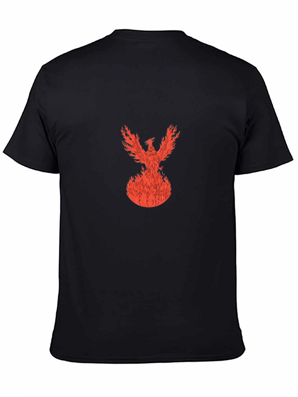 Fiery Phoenix Graphic Tee - Black Cotton