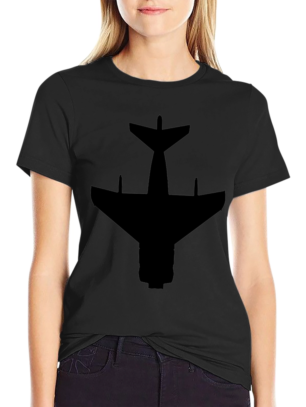Airplane Silhouette Black T-Shirt