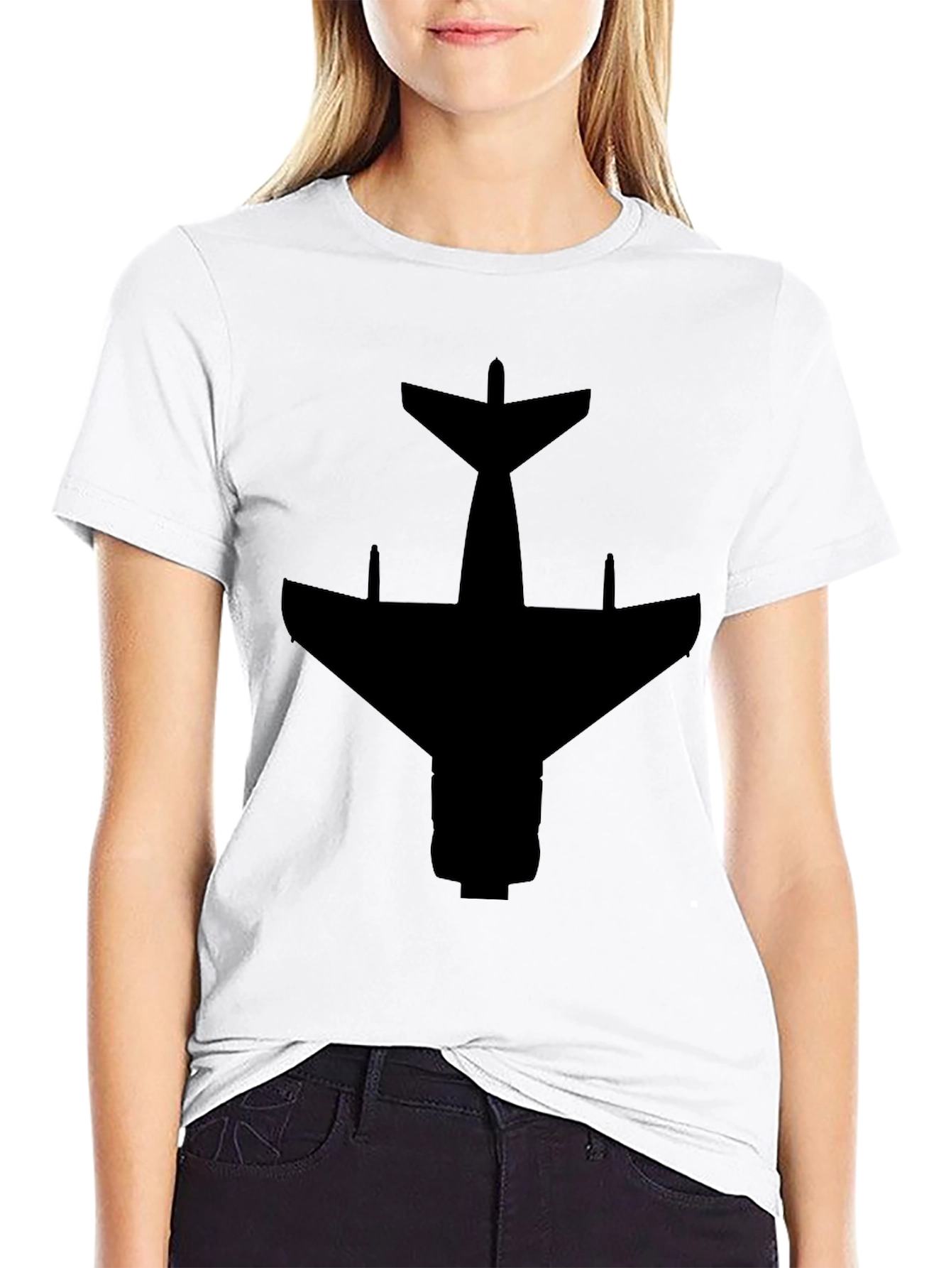 Airplane Silhouette Black T-Shirt