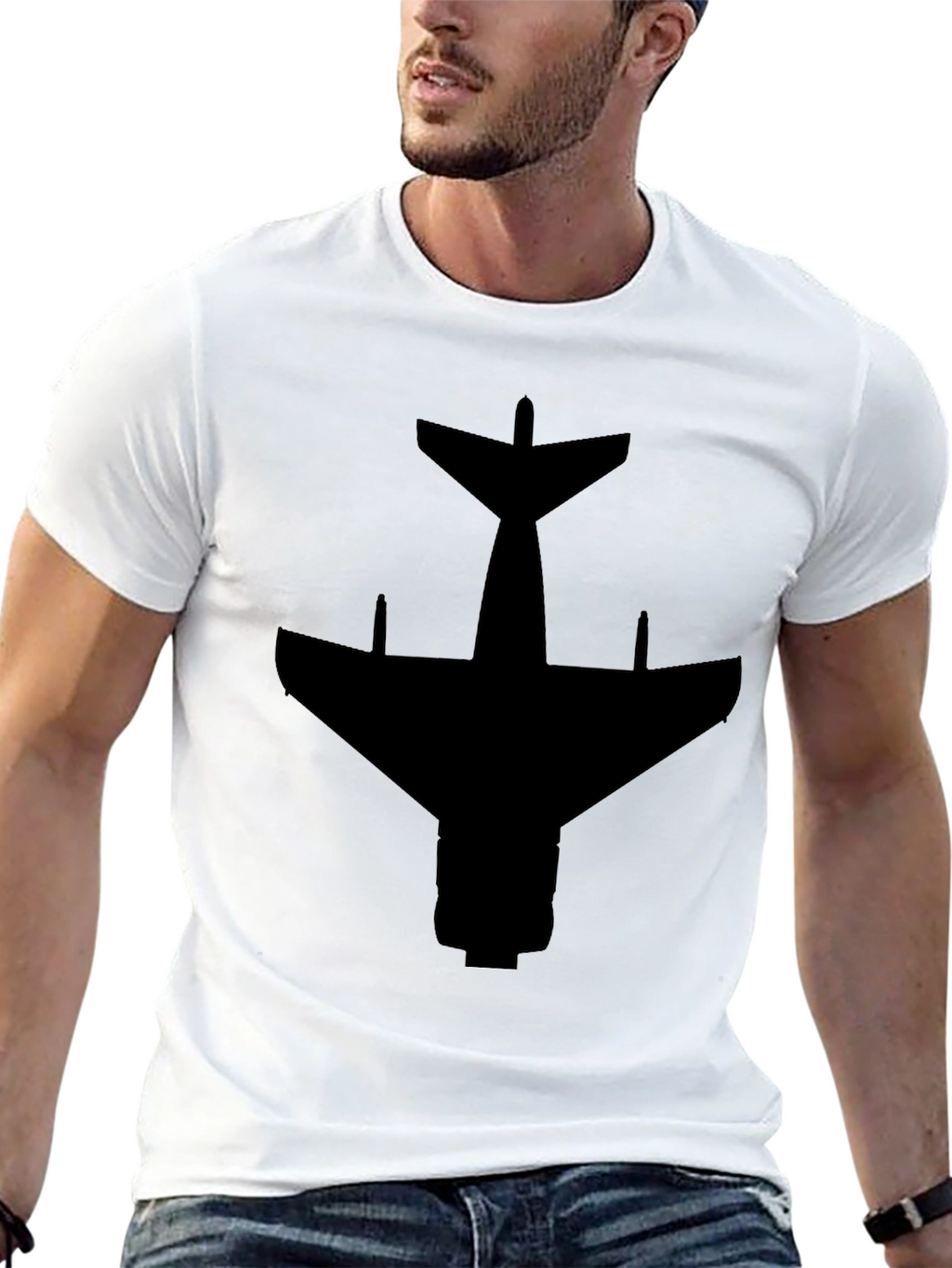 Airplane Silhouette Black T-Shirt