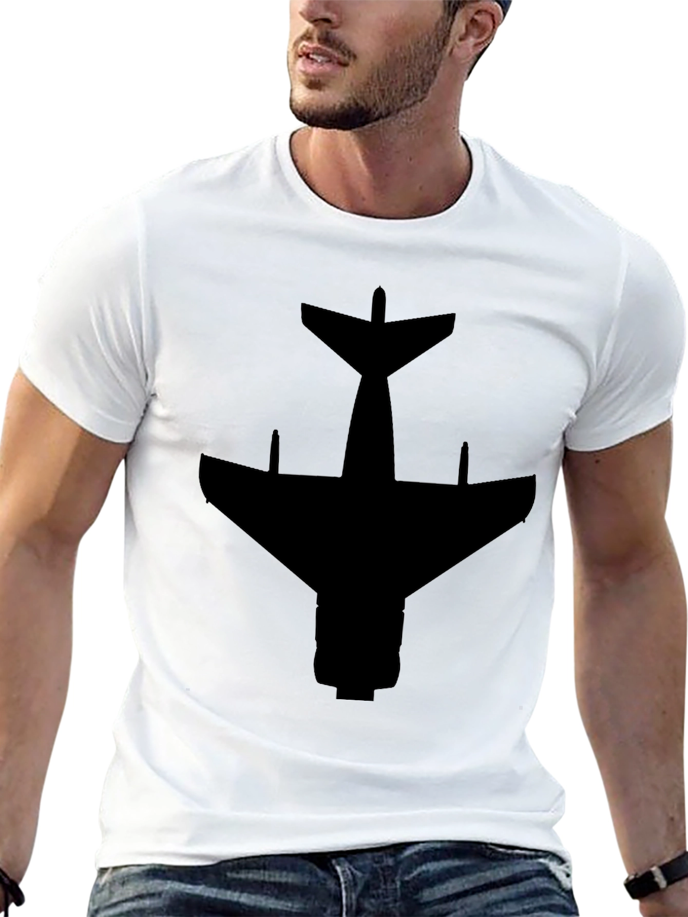 Airplane Silhouette Black T-Shirt