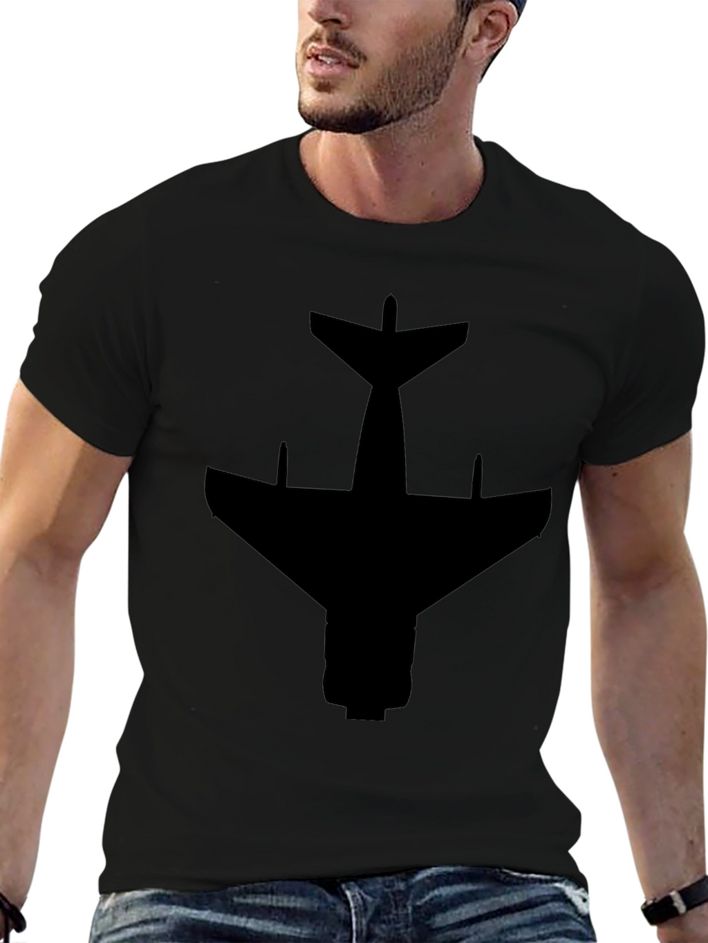 Airplane Silhouette Black T-Shirt