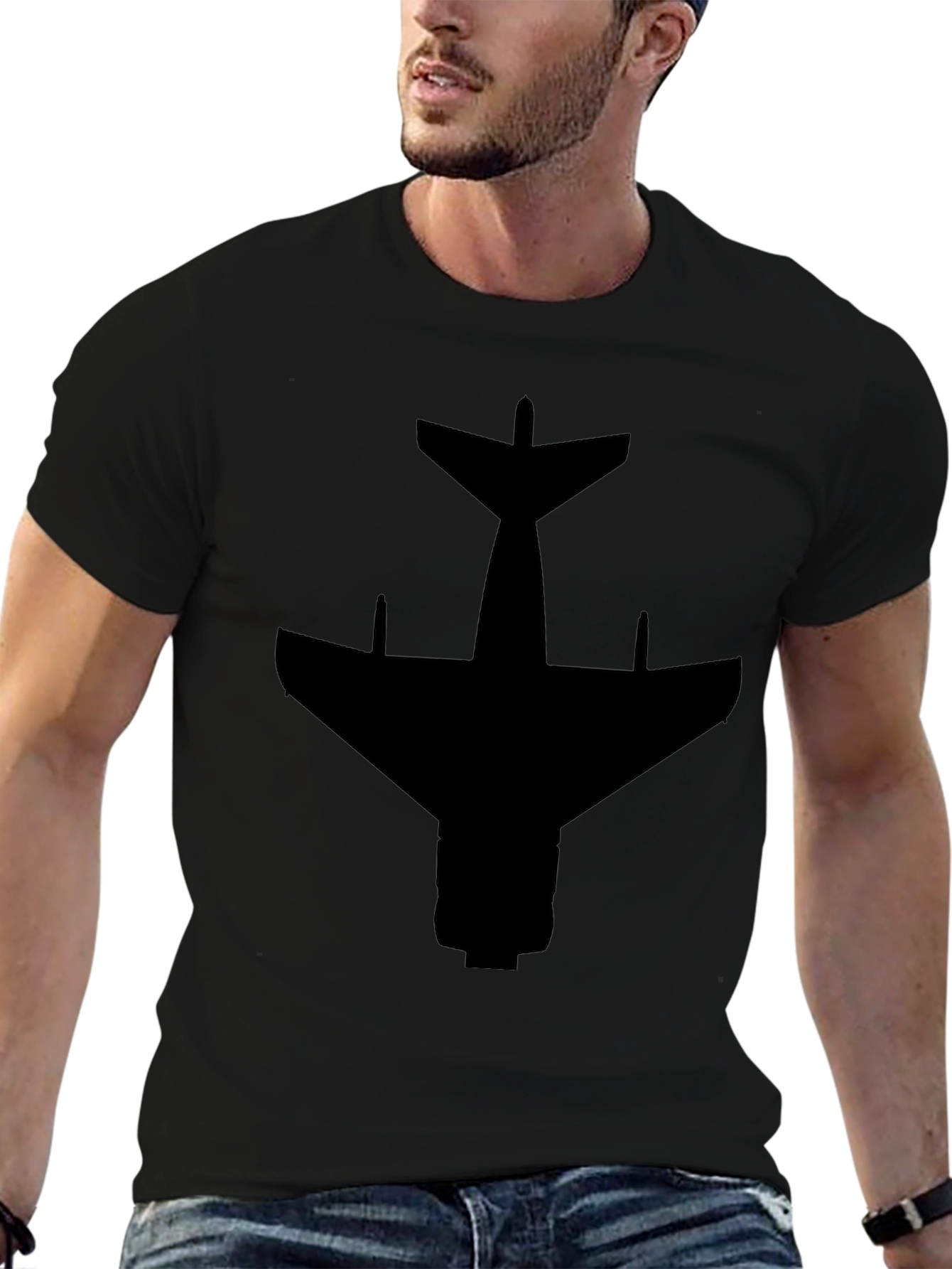 Airplane Silhouette Black T-Shirt