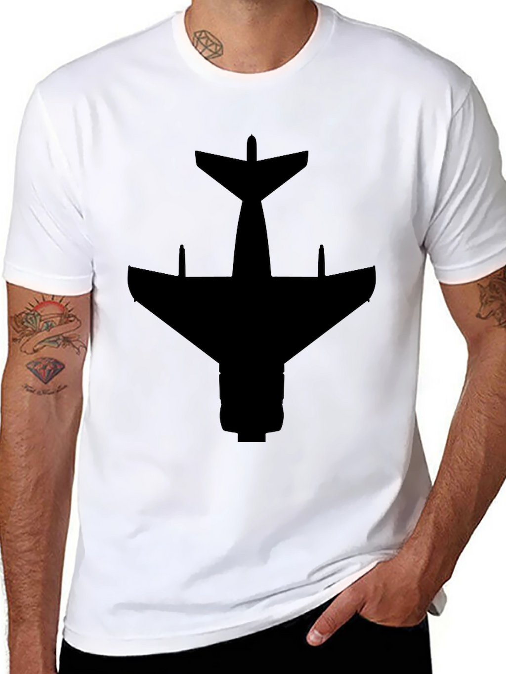 Airplane Silhouette Black T-Shirt