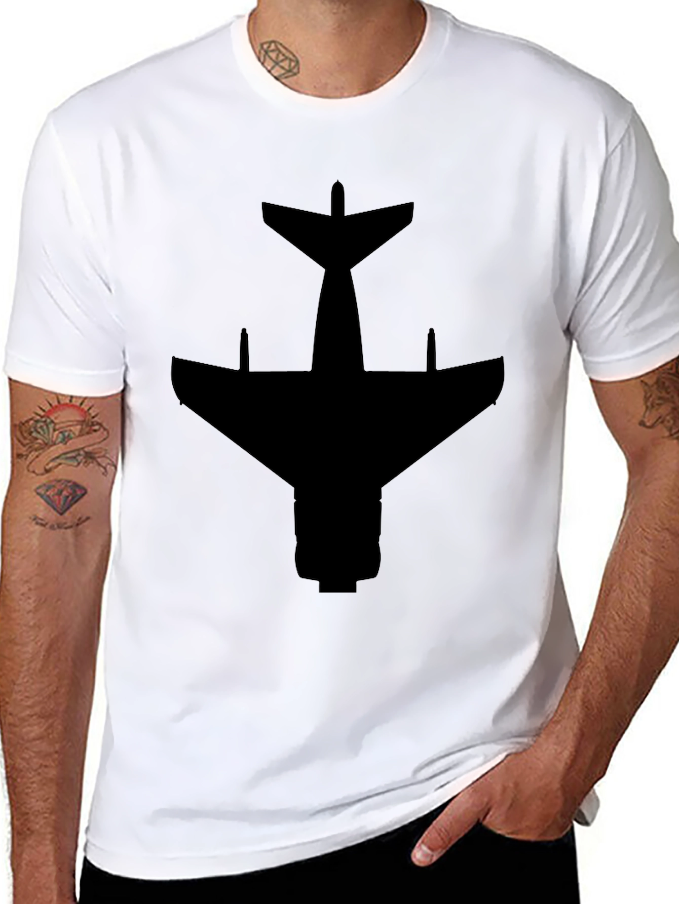 Airplane Silhouette Black T-Shirt