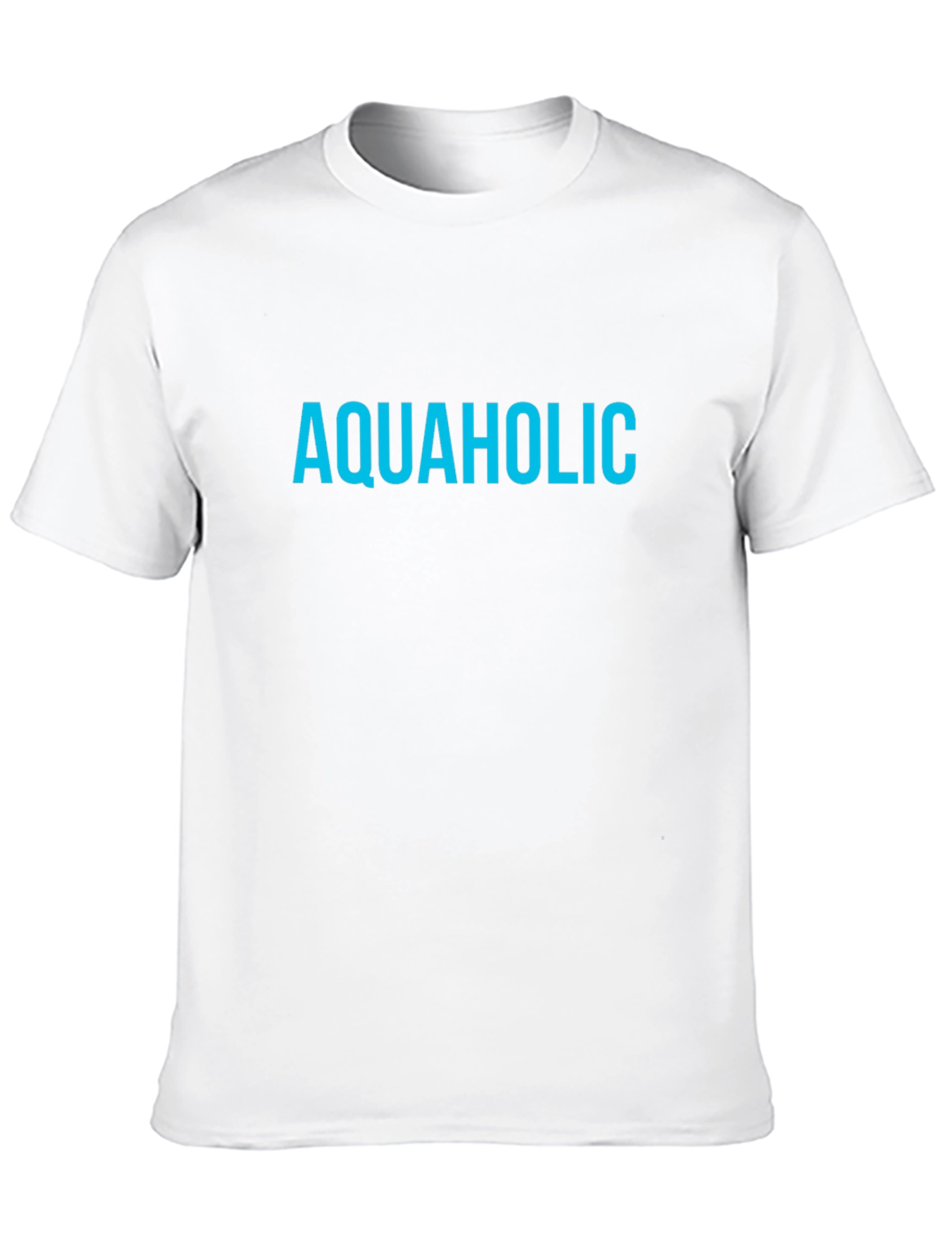 Aquaholic T-Shirt - Blue Text on Black Tee