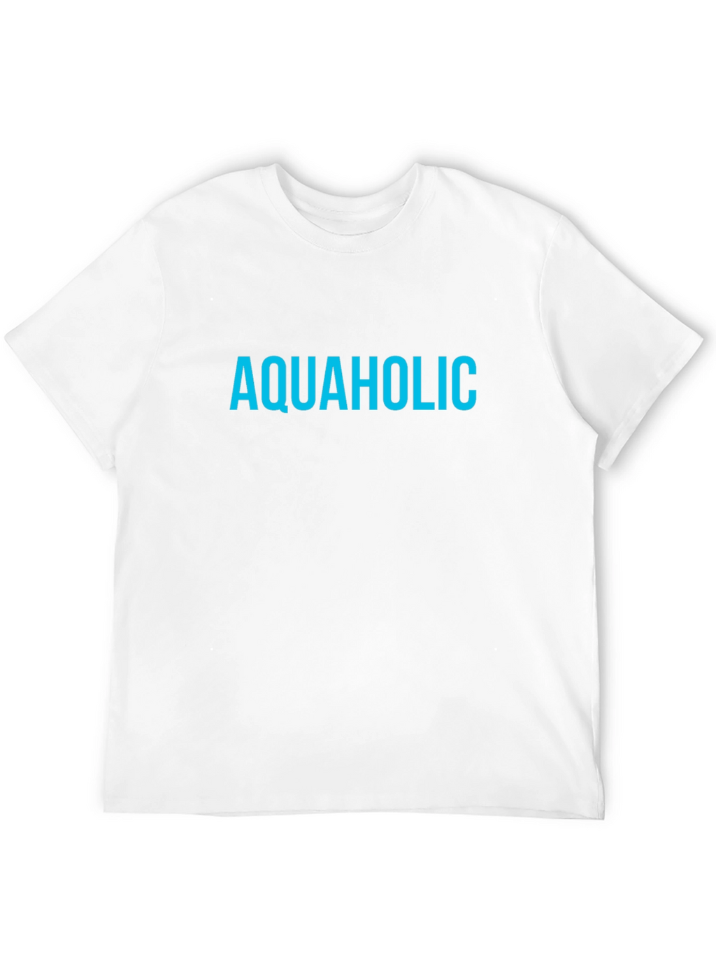 Aquaholic T-Shirt - Blue Text on Black Tee