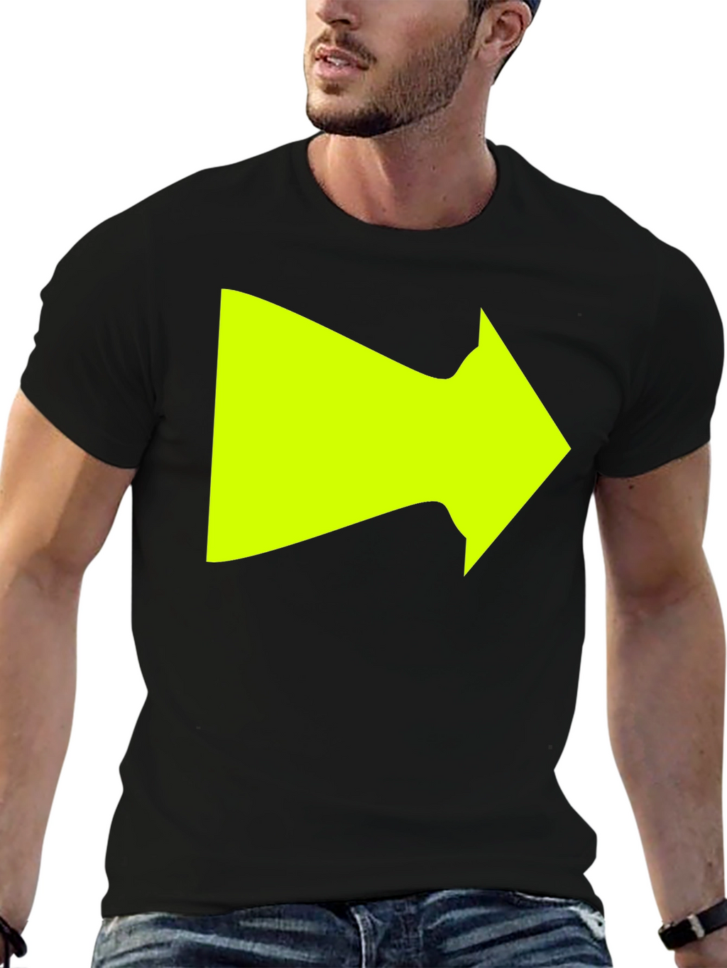 Right Arrow Graphic T-Shirt - Bold Neon Design