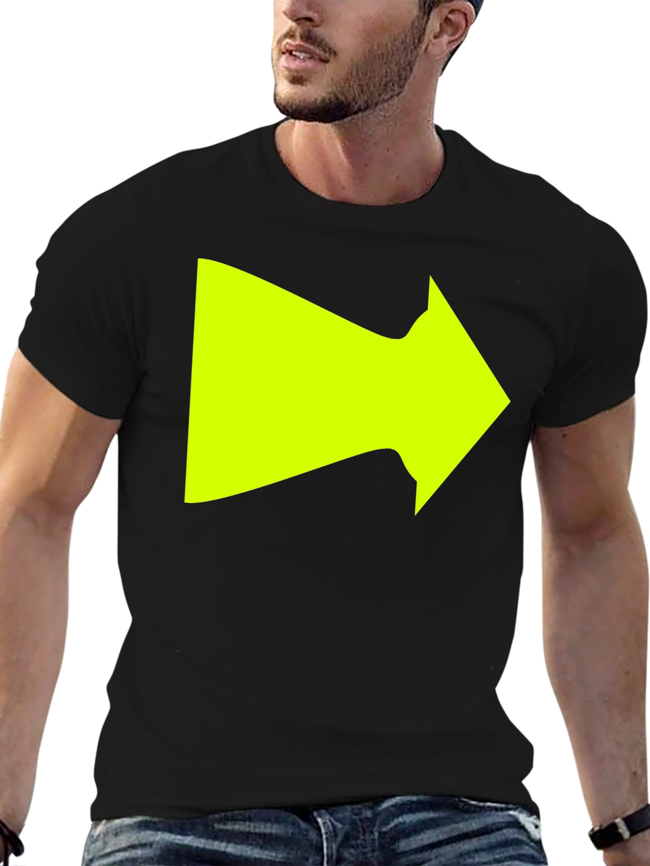 Right Arrow Graphic T-Shirt - Bold Neon Design