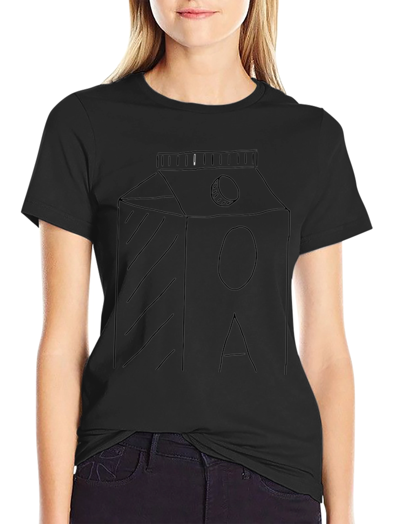 Minimalist Milk Carton Graphic Tee - Black