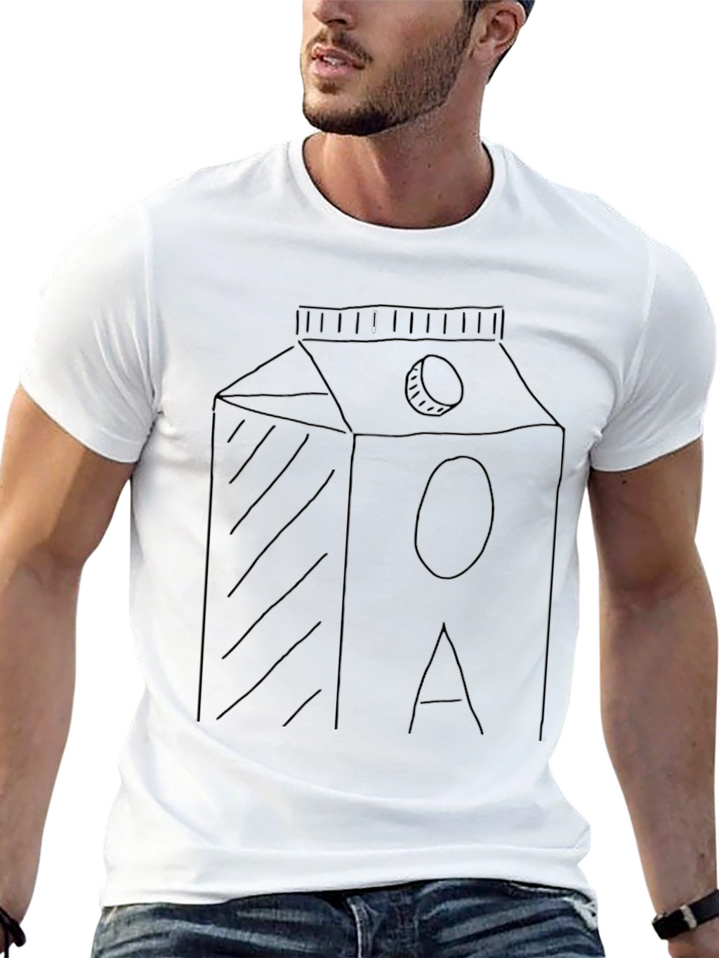 Minimalist Milk Carton Graphic Tee - Black