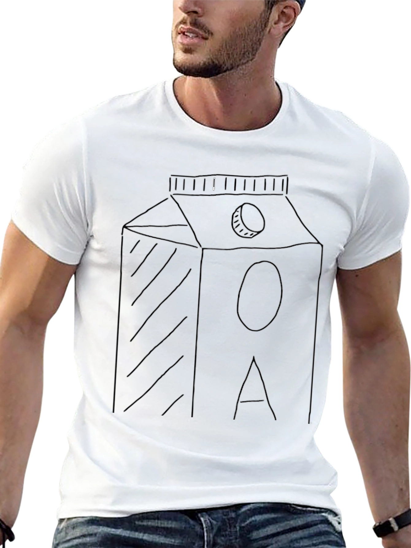 Minimalist Milk Carton Graphic Tee - Black