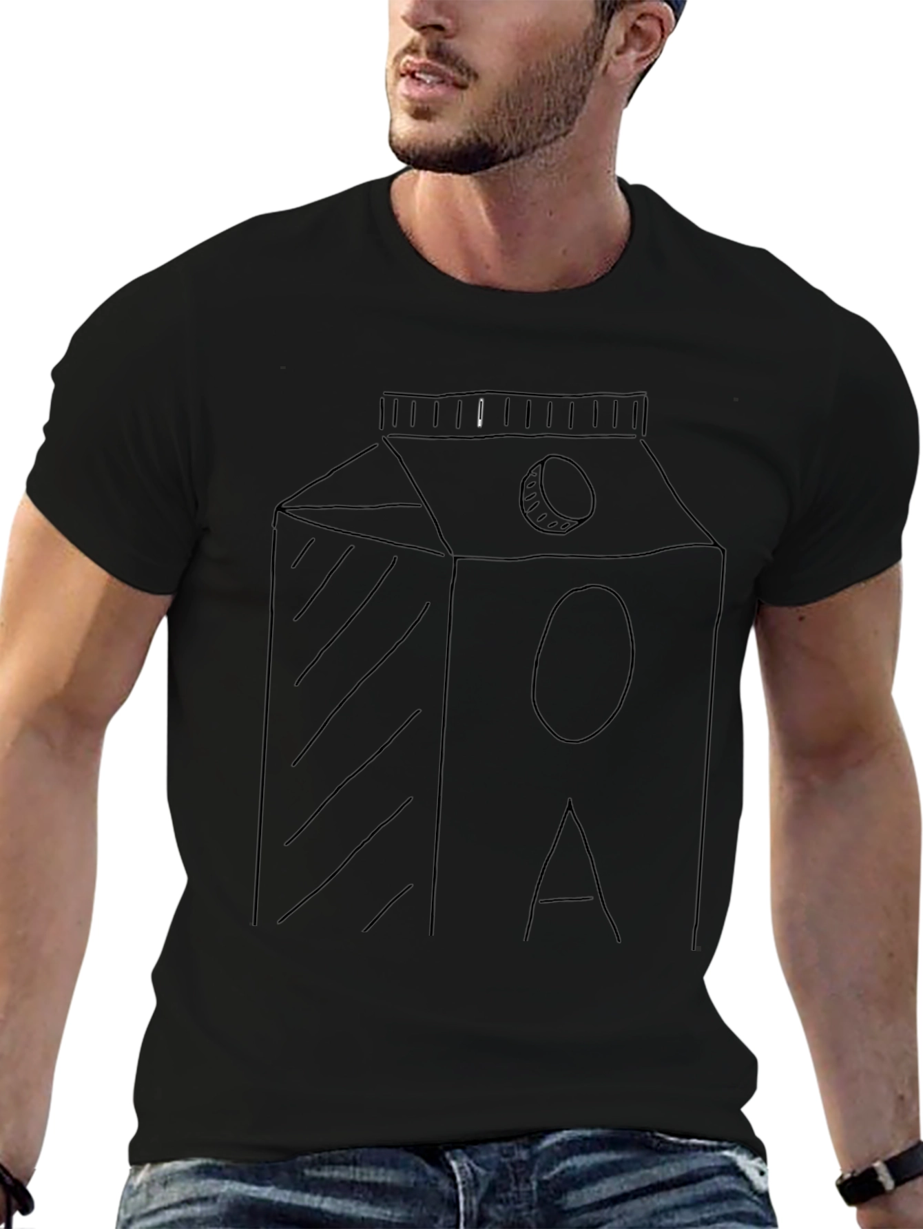 Minimalist Milk Carton Graphic Tee - Black