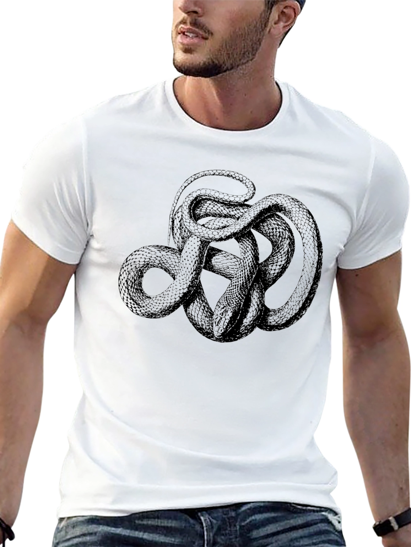 Black Snake Graphic Tee - Mens Casual Fashion