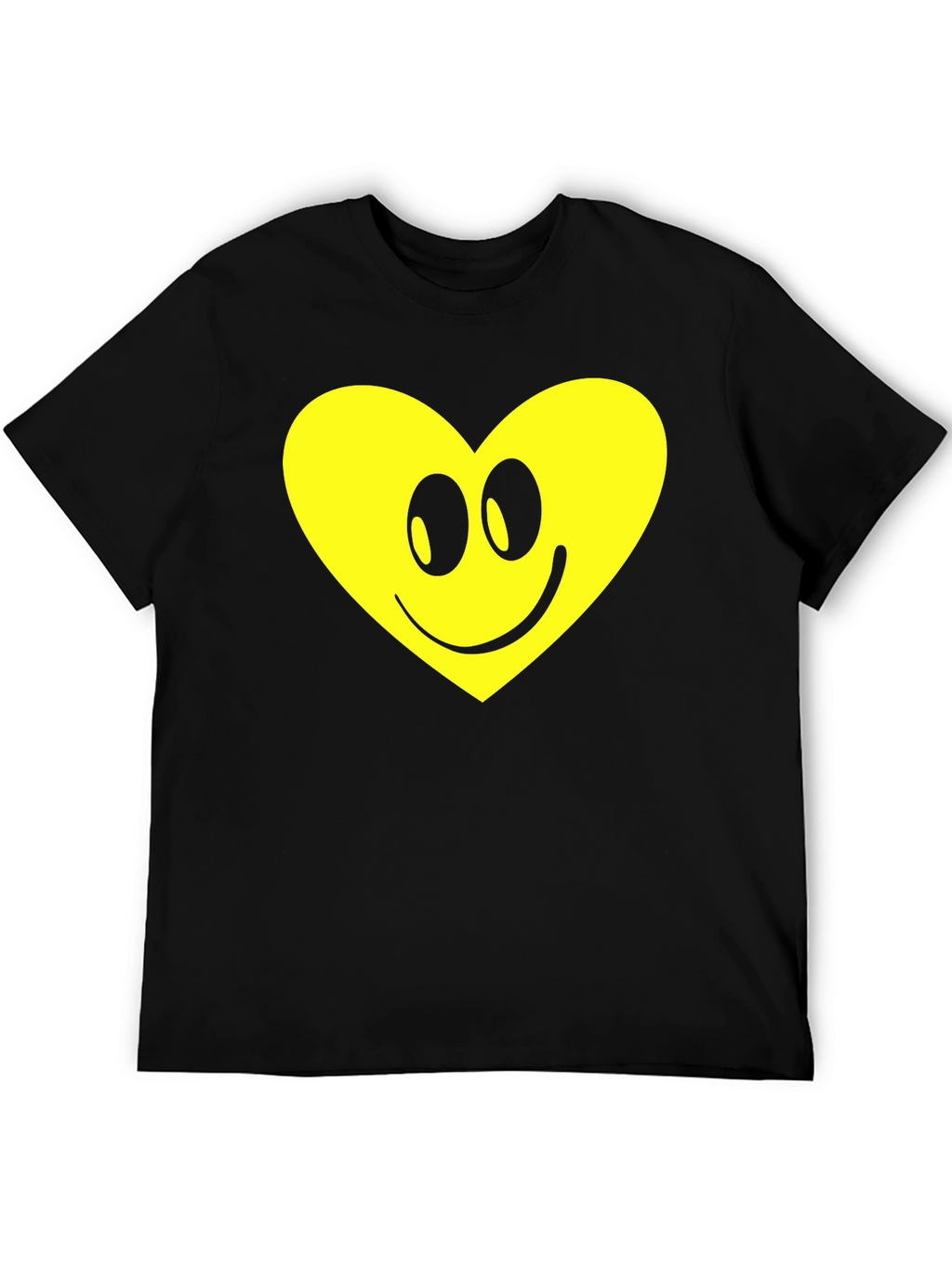 Happy Heart Graphic Tee - Black Cotton Comfort