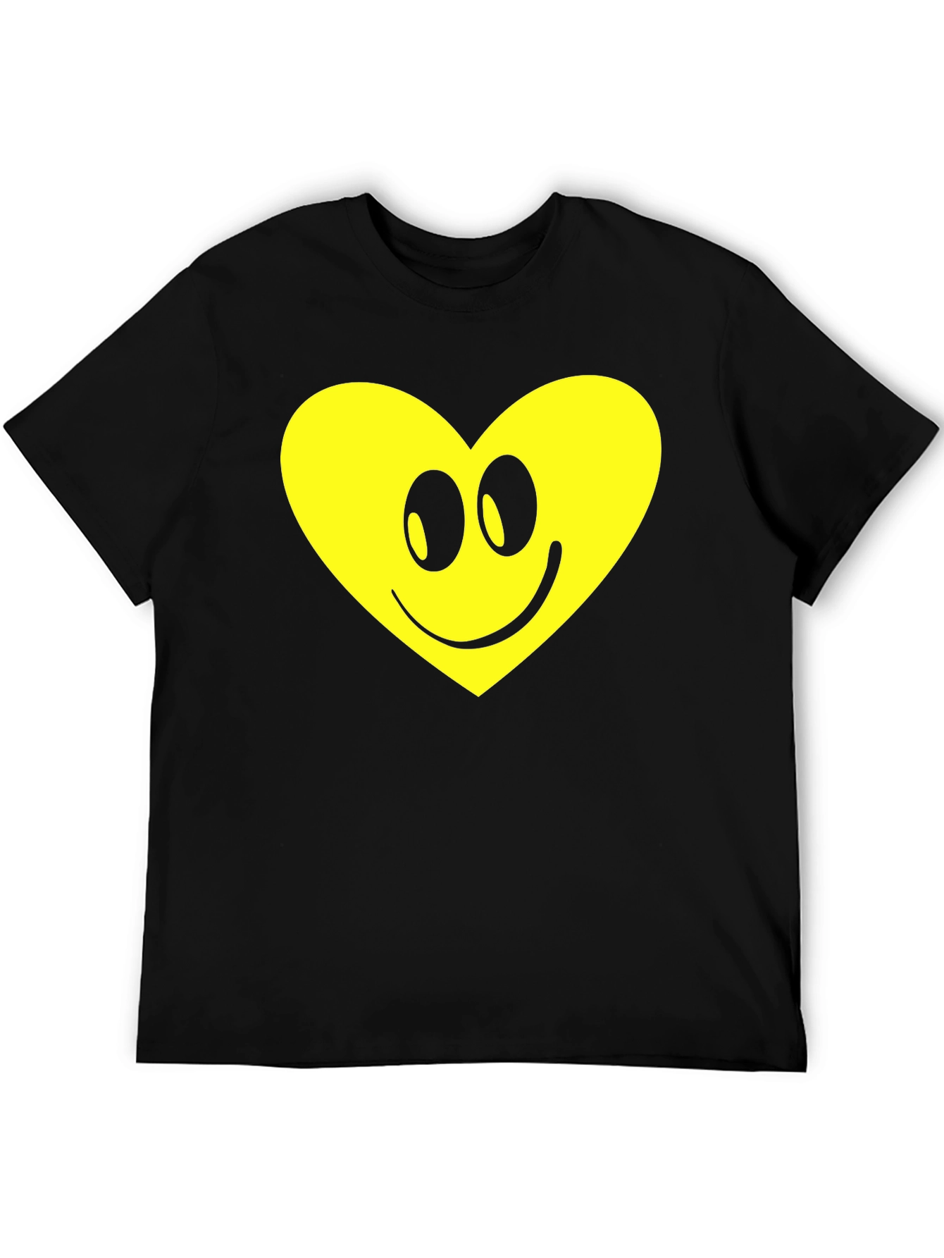 Happy Heart Graphic Tee - Black Cotton Comfort