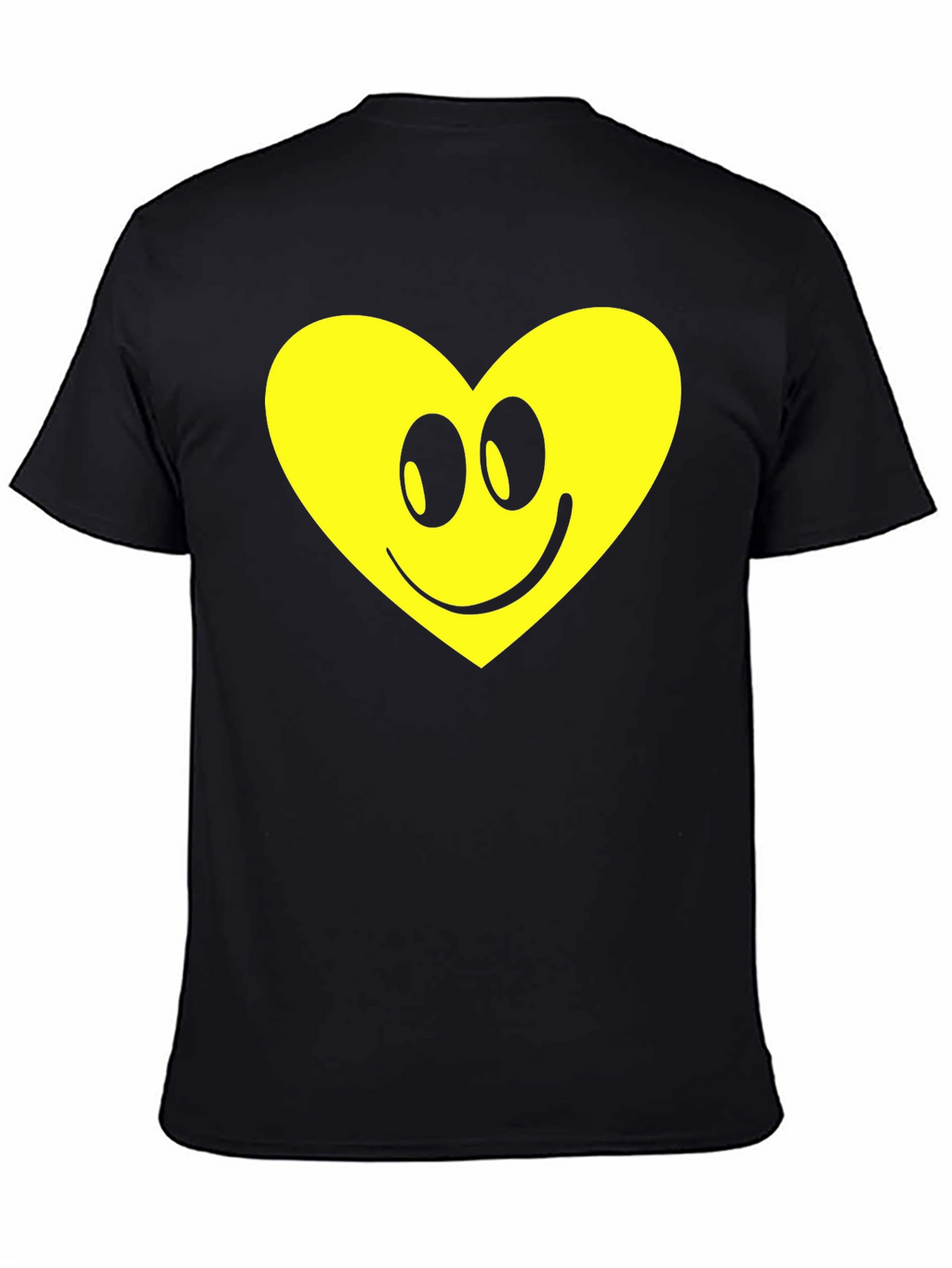 Happy Heart Graphic Tee - Black Cotton Comfort