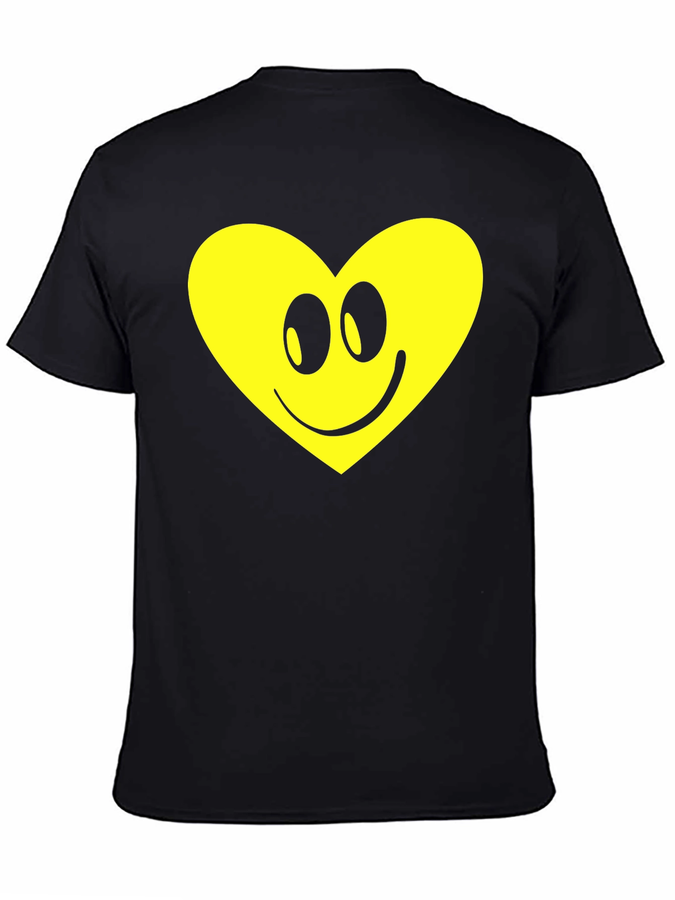 Happy Heart Graphic Tee - Black Cotton Comfort