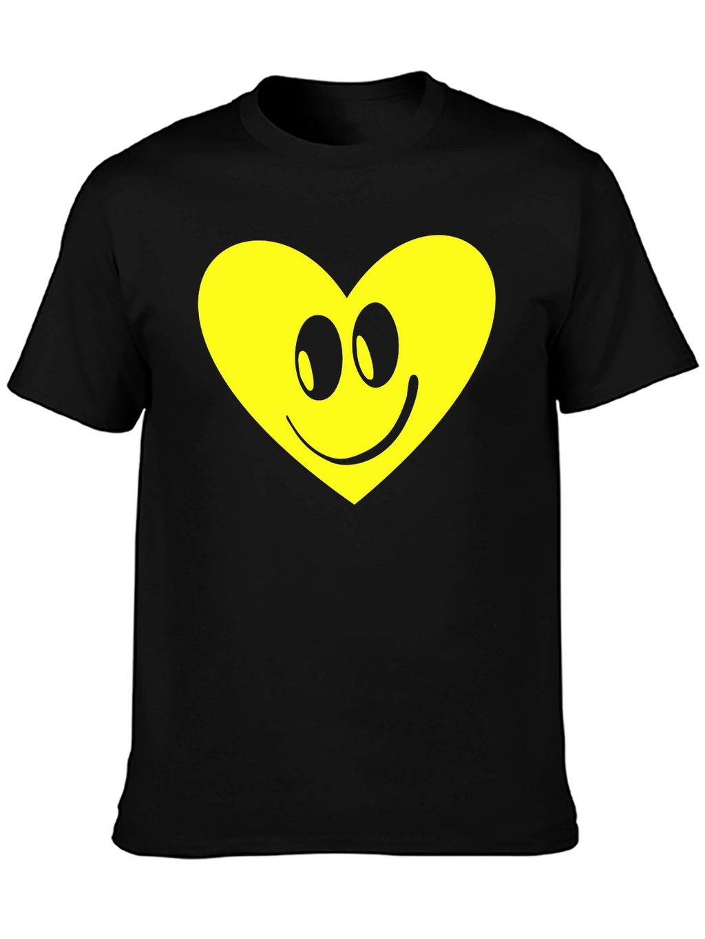 Happy Heart Graphic Tee - Black Cotton Comfort