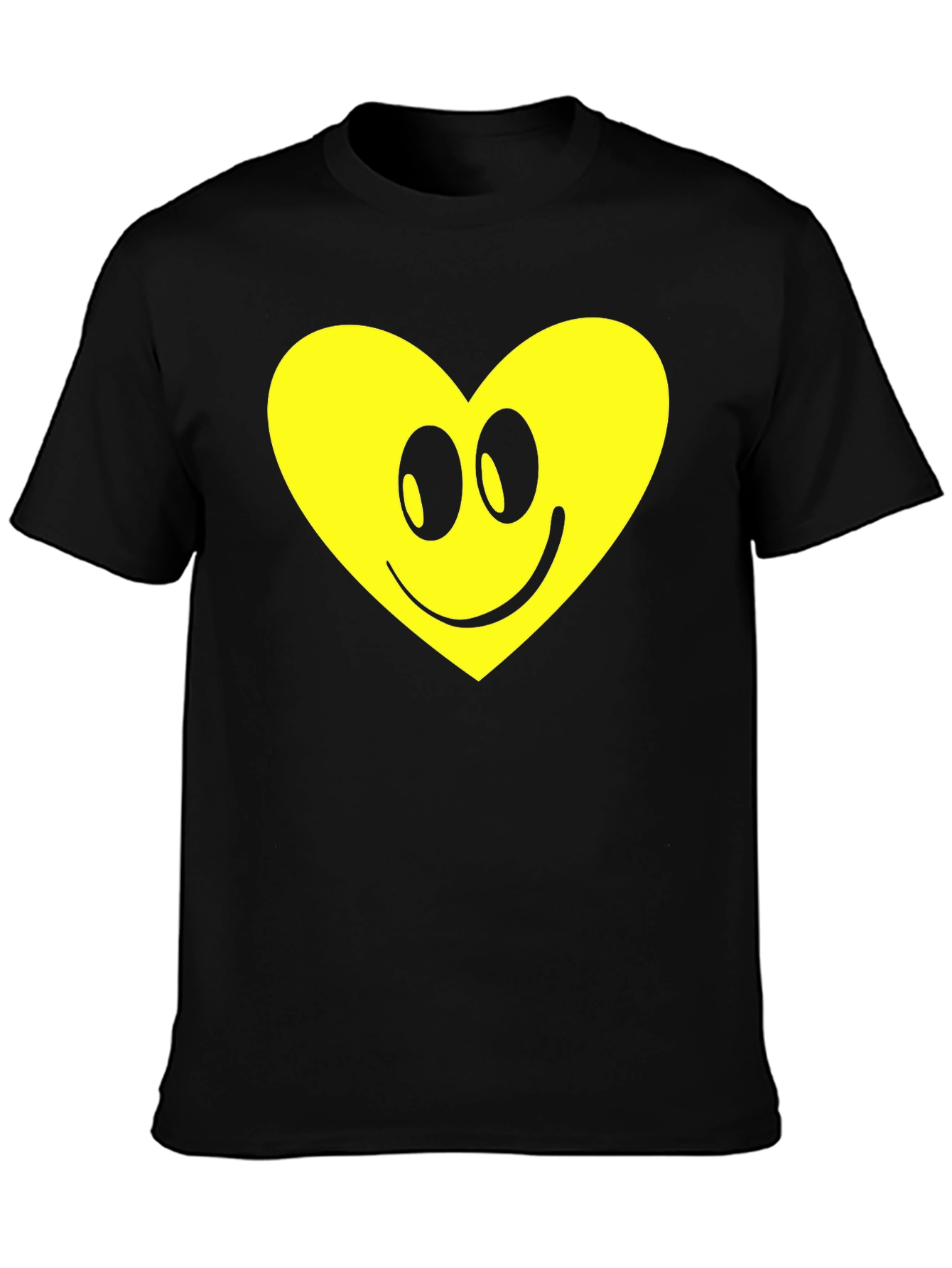 Happy Heart Graphic Tee - Black Cotton Comfort
