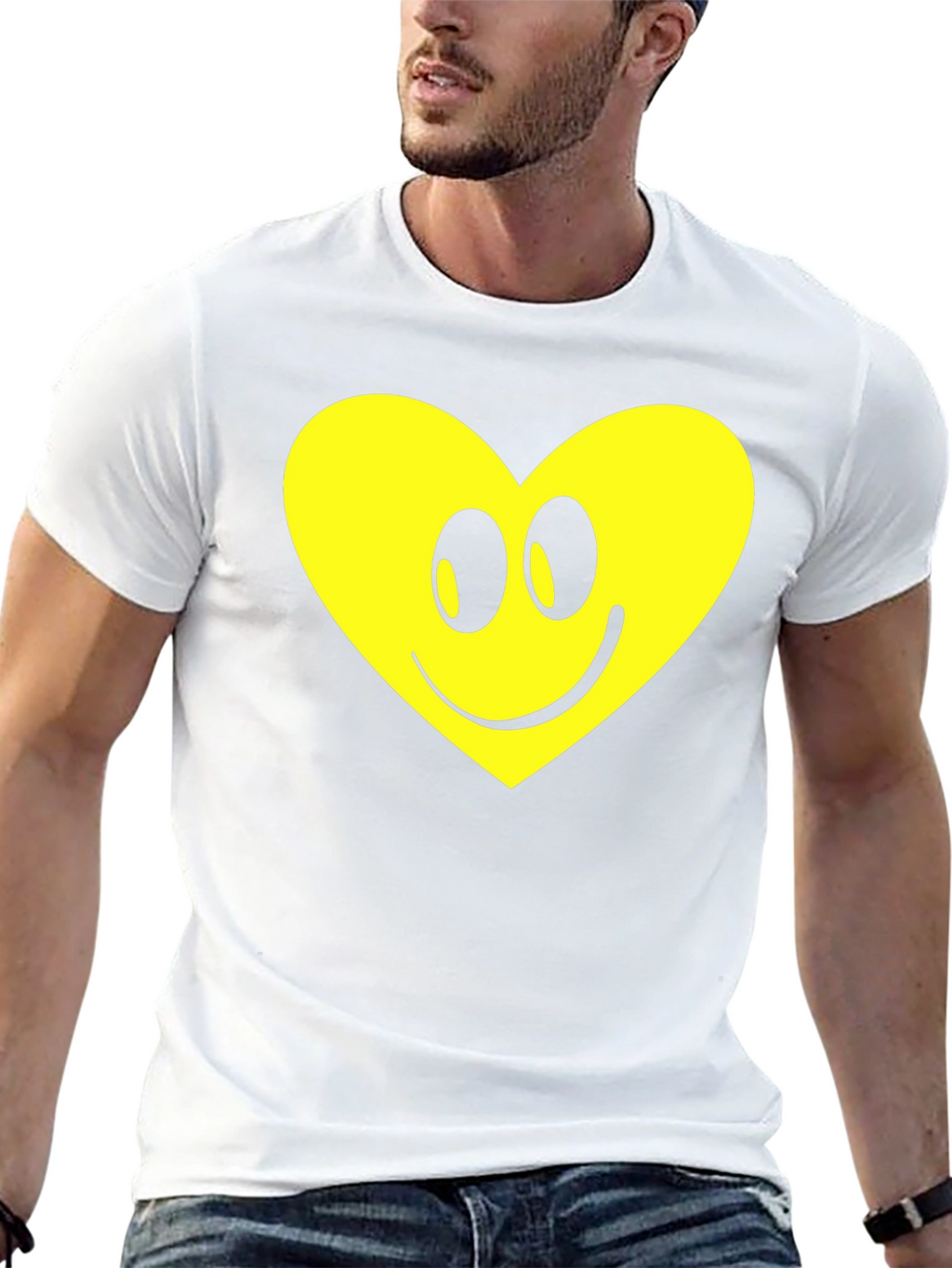Happy Heart Graphic Tee - Black Cotton Comfort