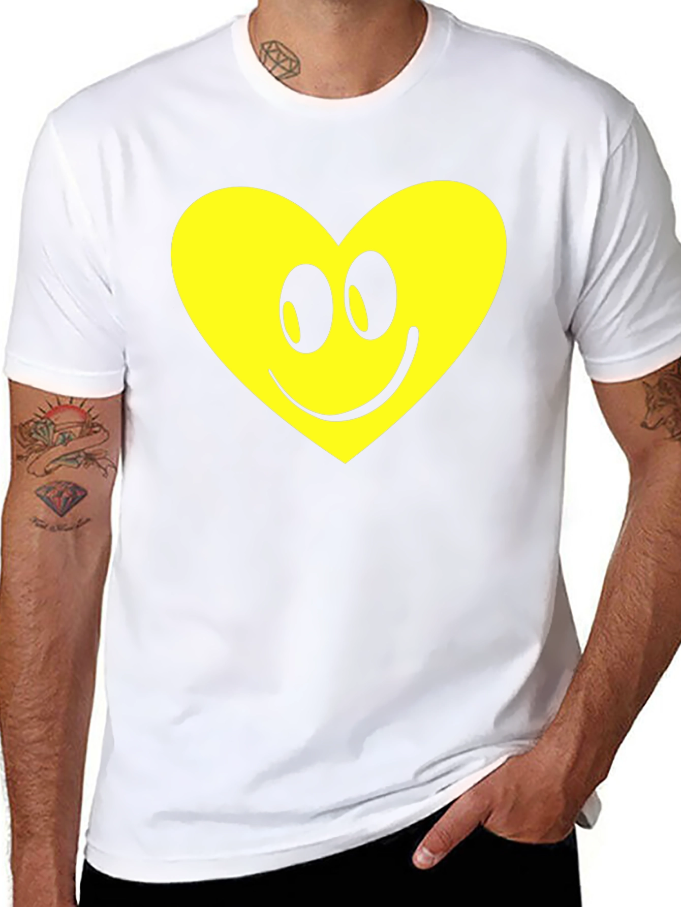 Happy Heart Graphic Tee - Black Cotton Comfort