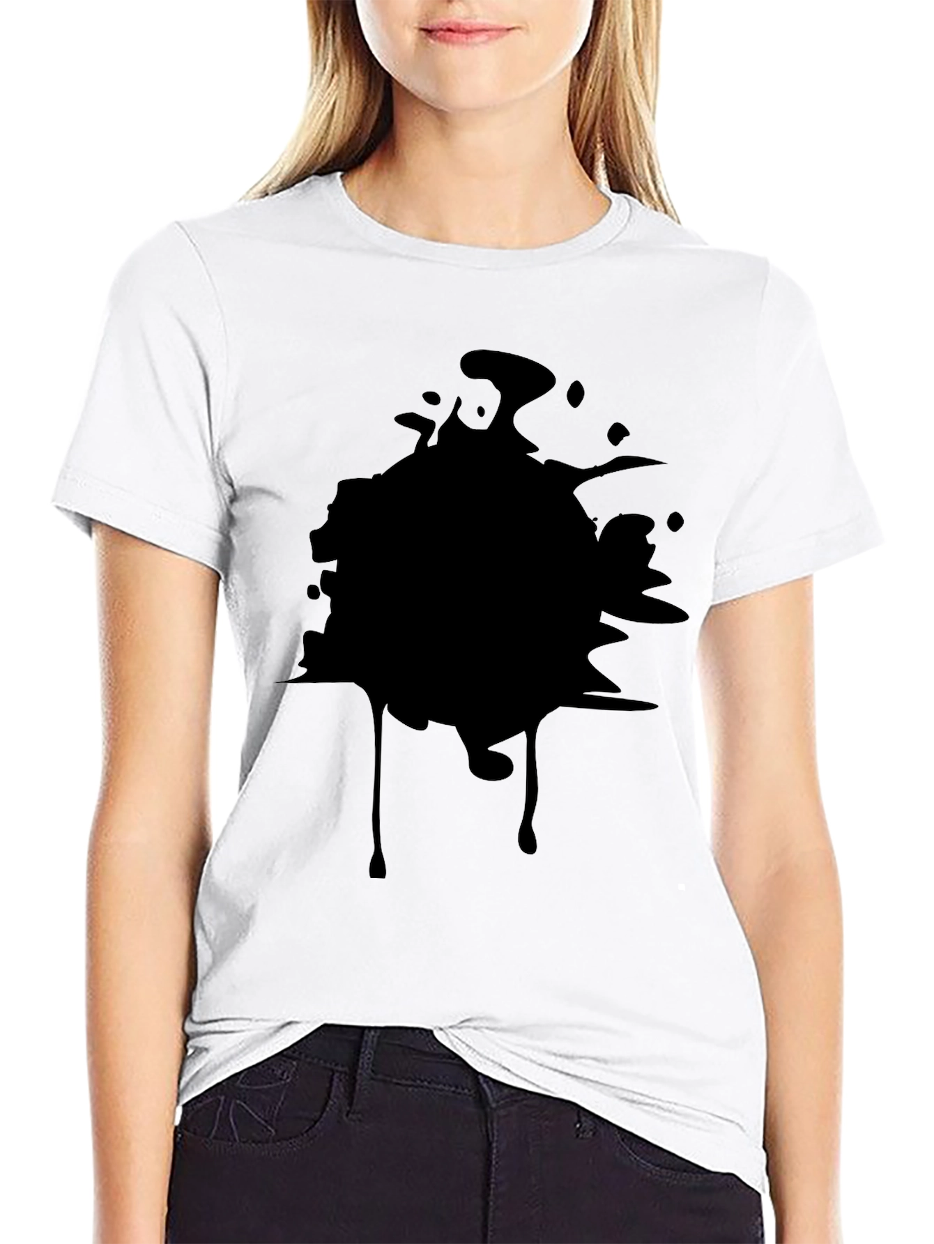 Mens Black Graphic Tee - Abstract Splatter Design