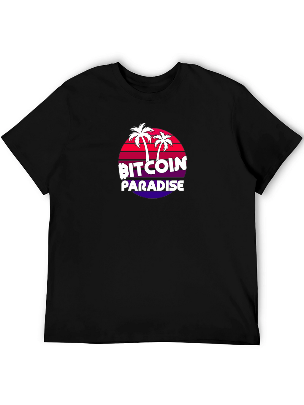 Bitcoin Paradise Black T-Shirt Palm Tree Design