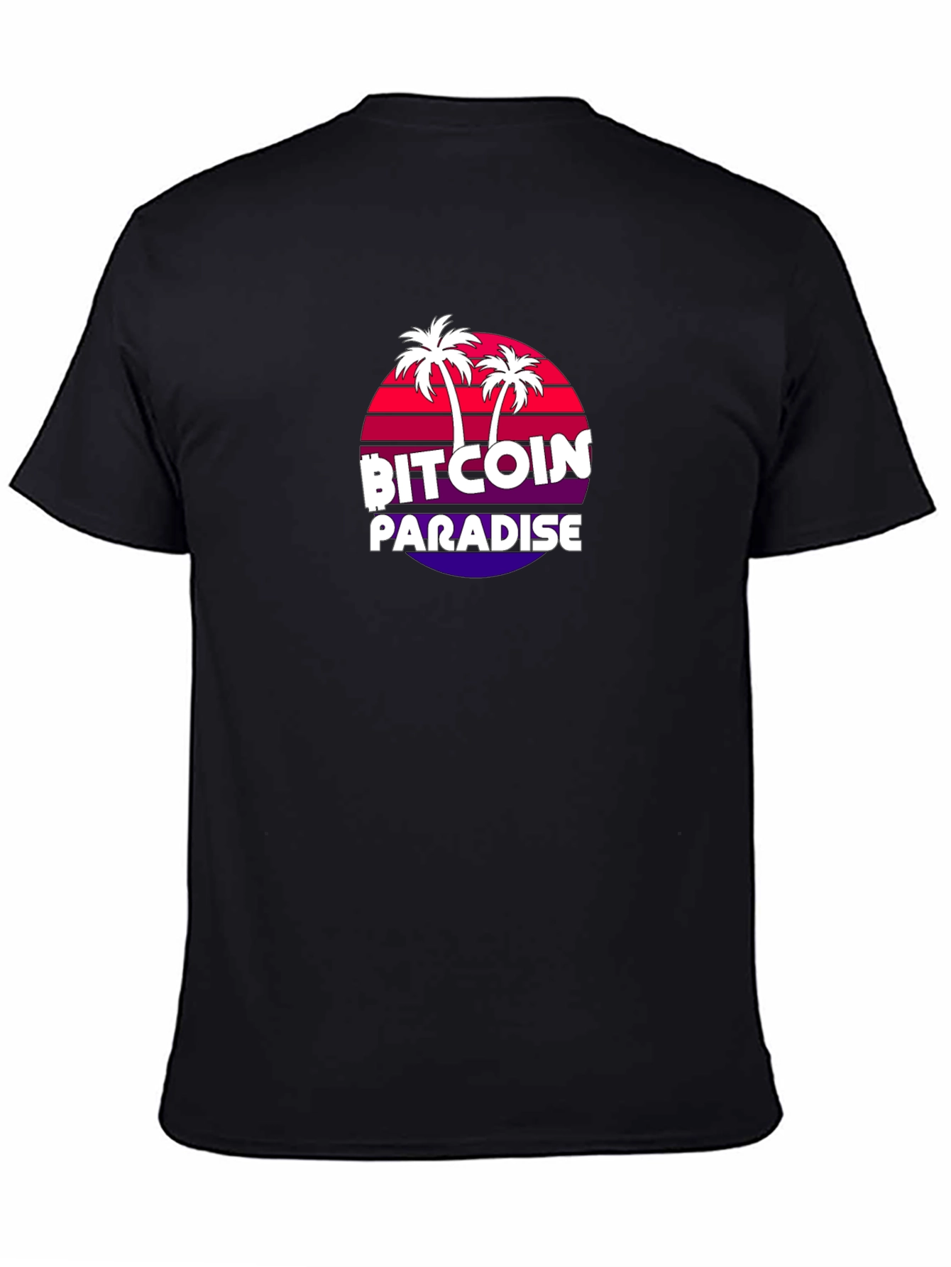 Bitcoin Paradise Black T-Shirt Palm Tree Design