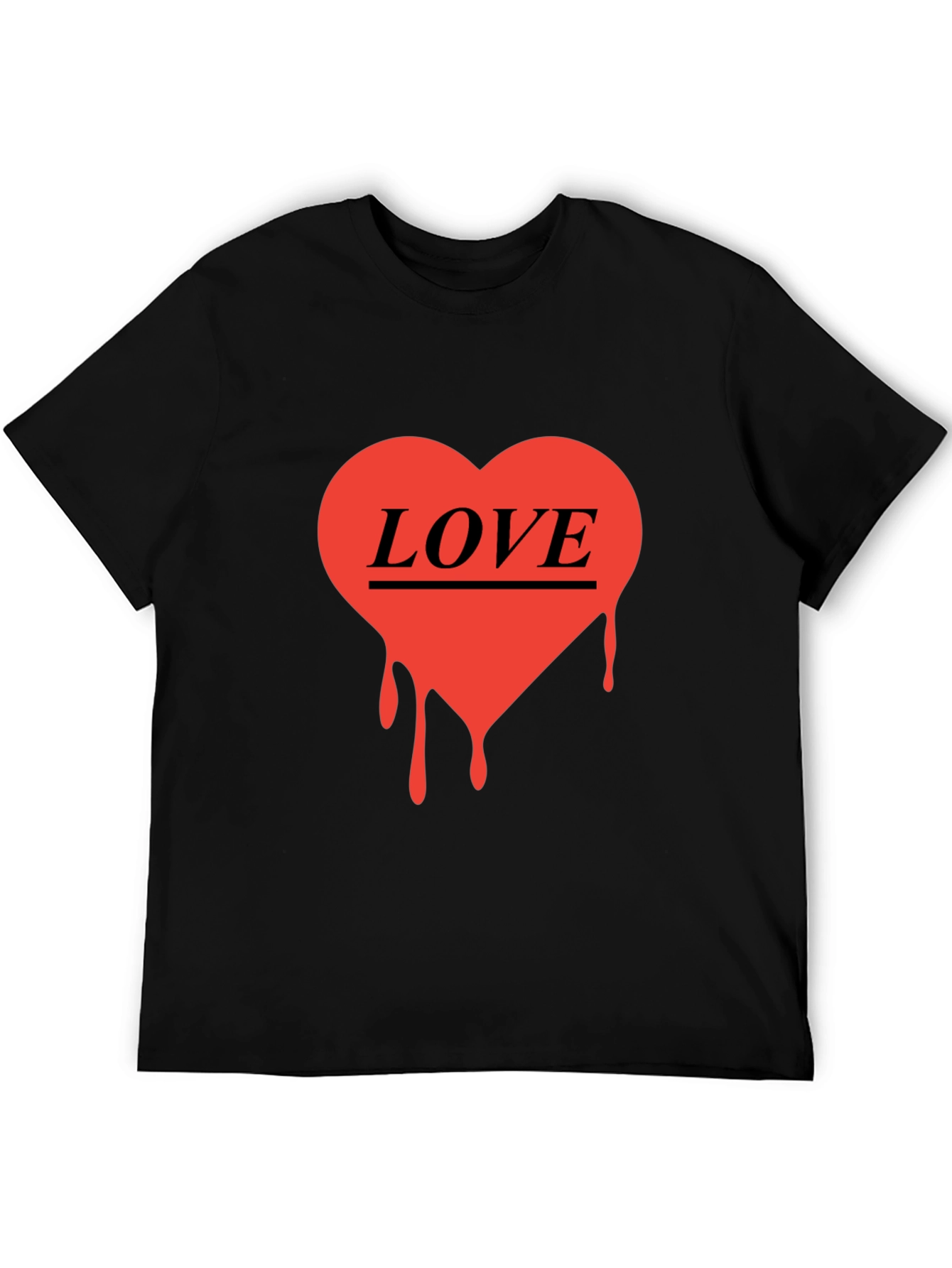 Love Heart Drip Graphic Black T-Shirt