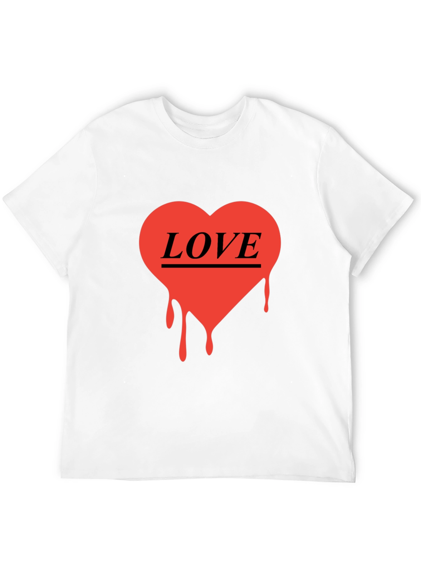Love Heart Drip Graphic Black T-Shirt