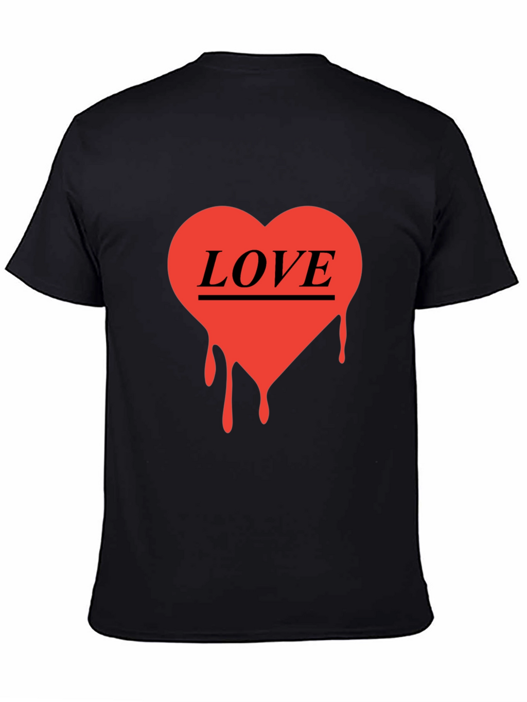 Love Heart Drip Graphic Black T-Shirt