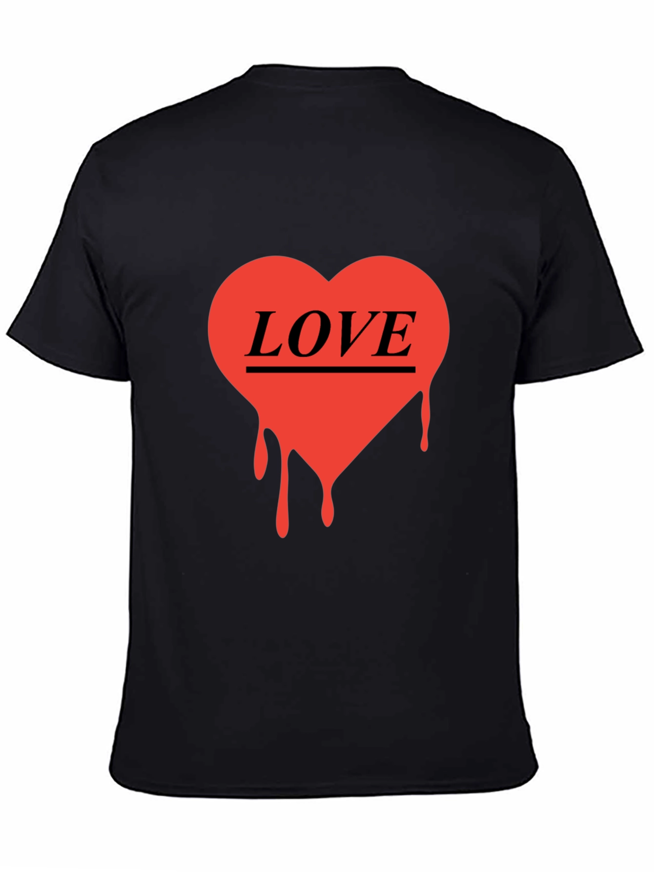 Love Heart Drip Graphic Black T-Shirt