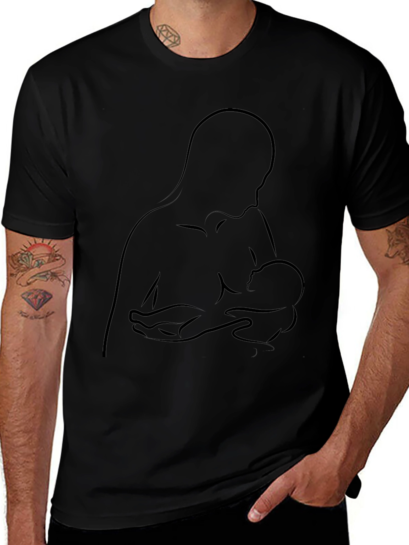 Mother & Child Graphic Tee - Black
