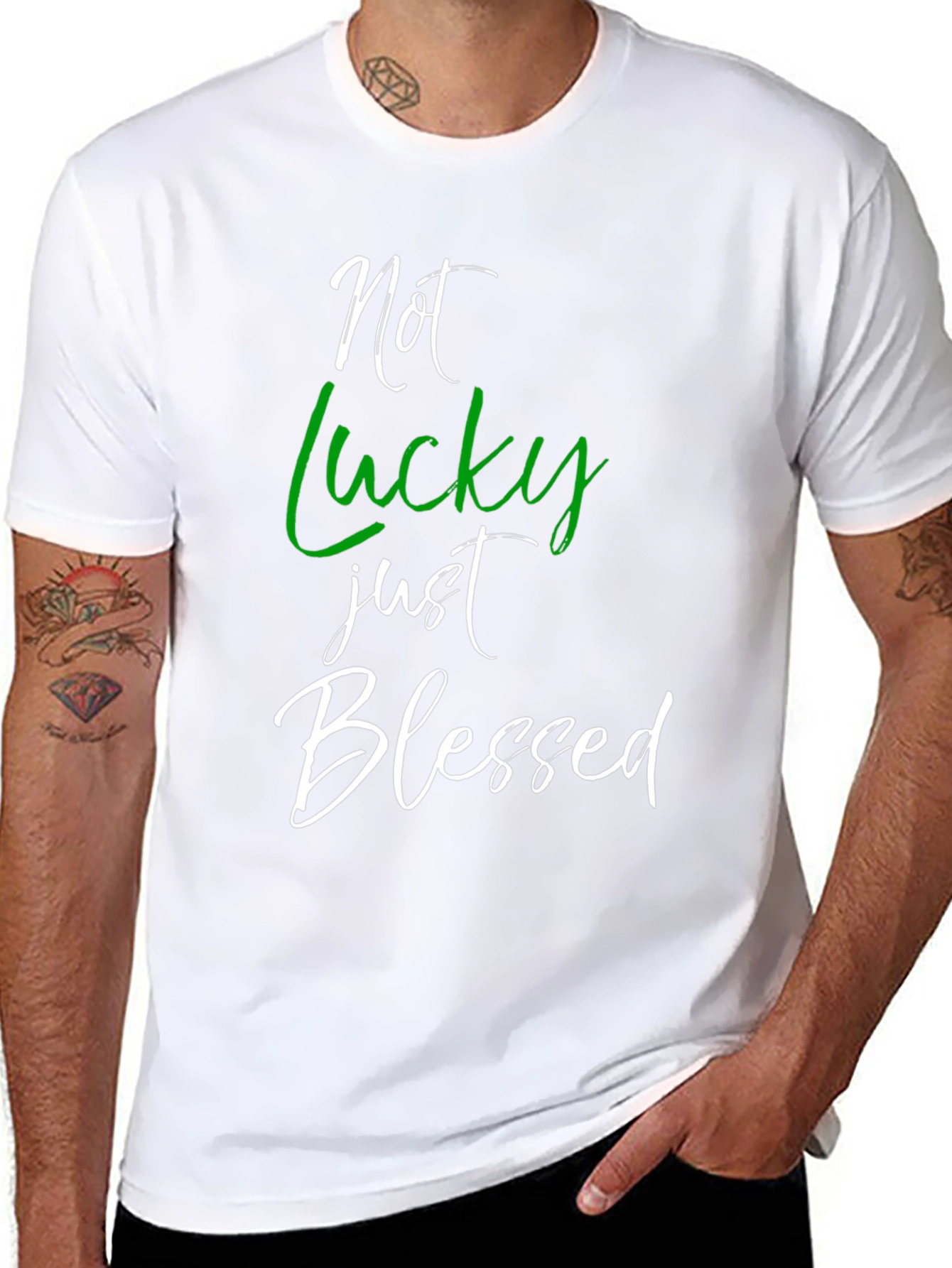 Not Lucky Just Blessed Graphic Tee - Black