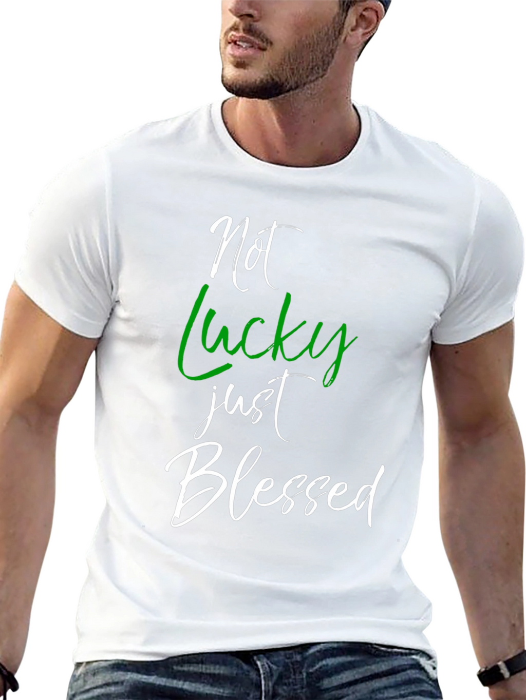 Not Lucky Just Blessed Graphic Tee - Black