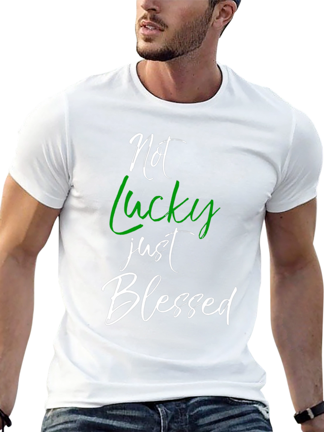 Not Lucky Just Blessed Graphic Tee - Black