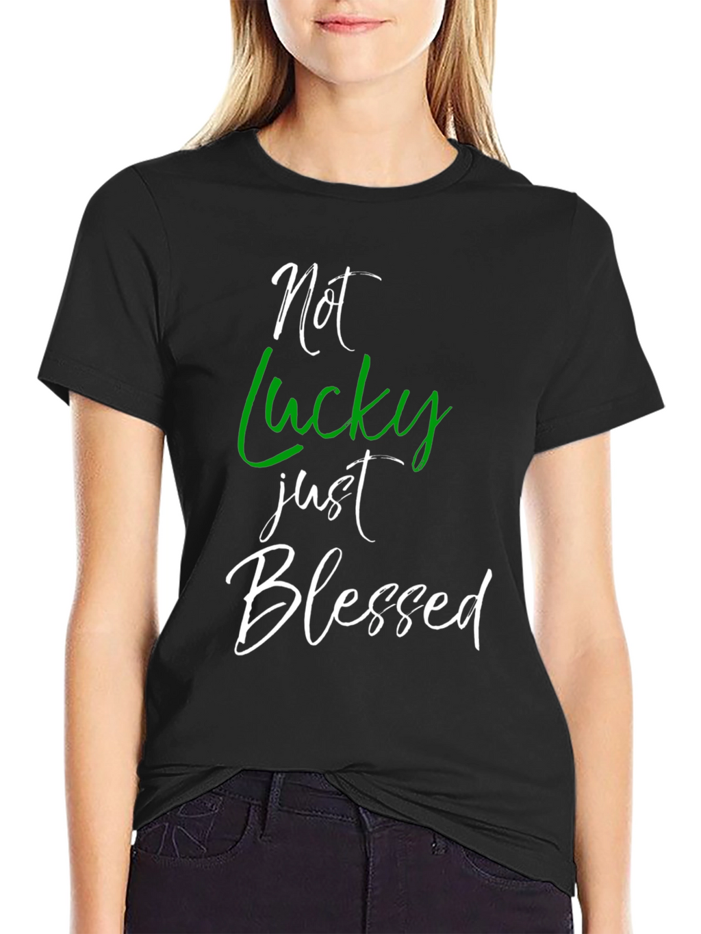 Not Lucky Just Blessed Graphic Tee - Black