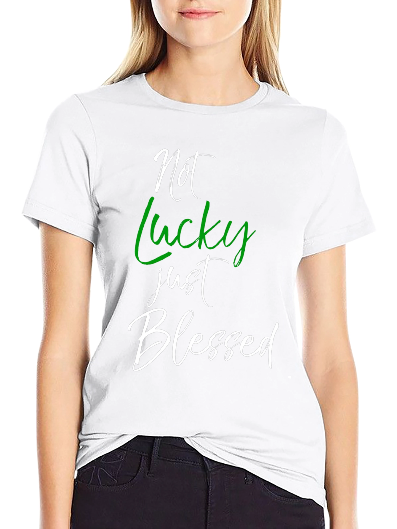 Not Lucky Just Blessed Graphic Tee - Black