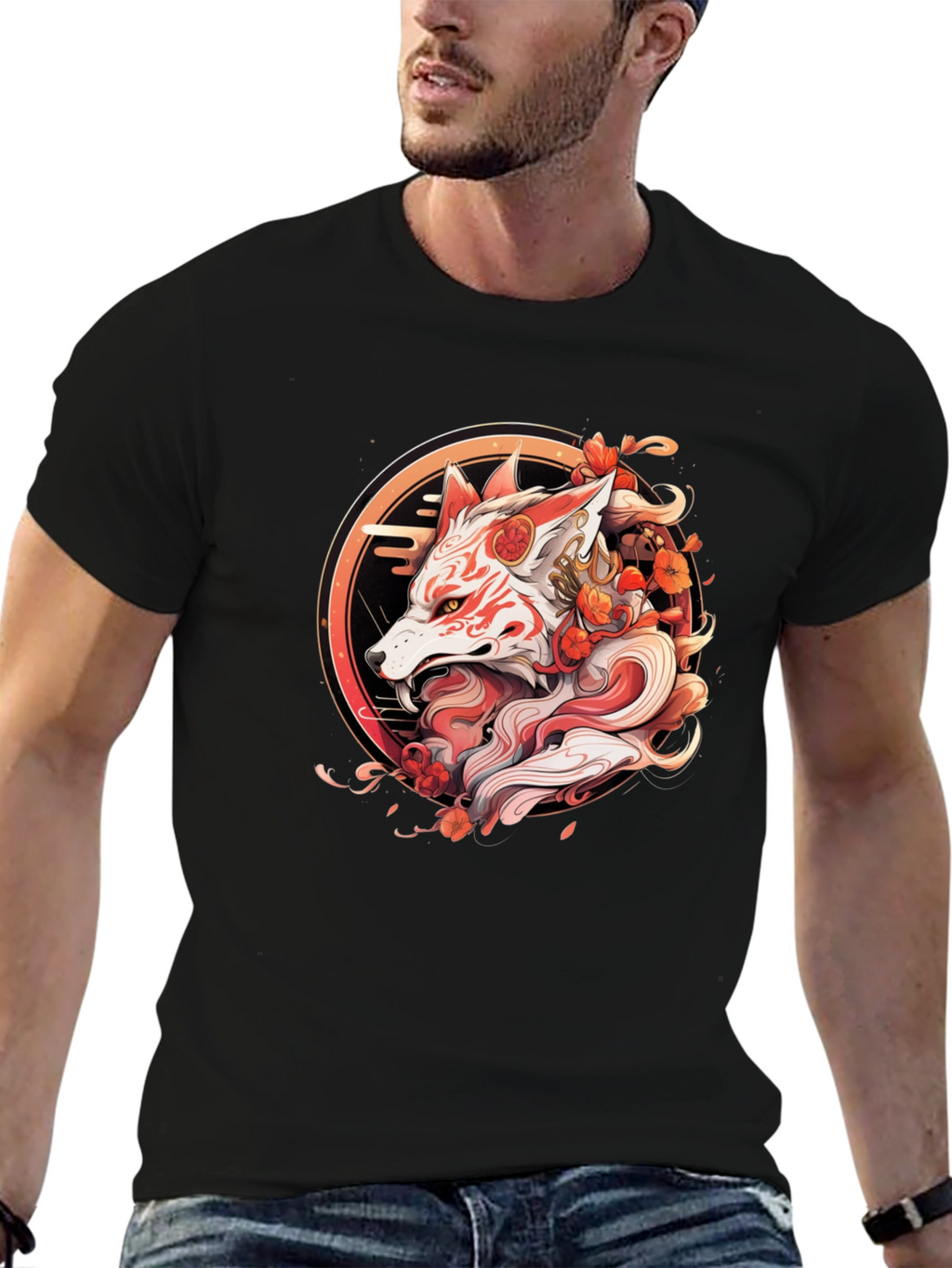 Japanese Fox Mask T-Shirt - Urban Style