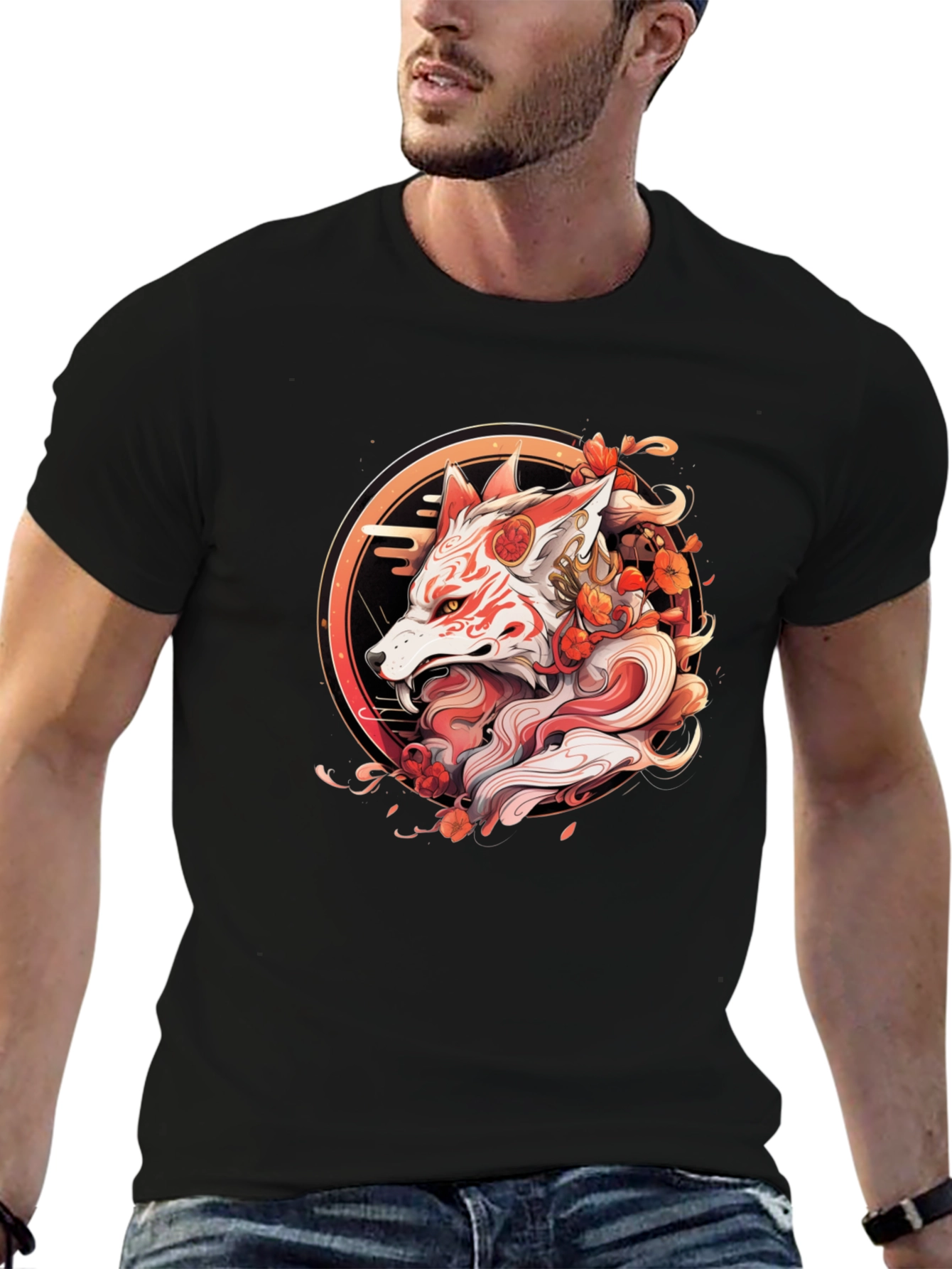 Japanese Fox Mask T-Shirt - Urban Style