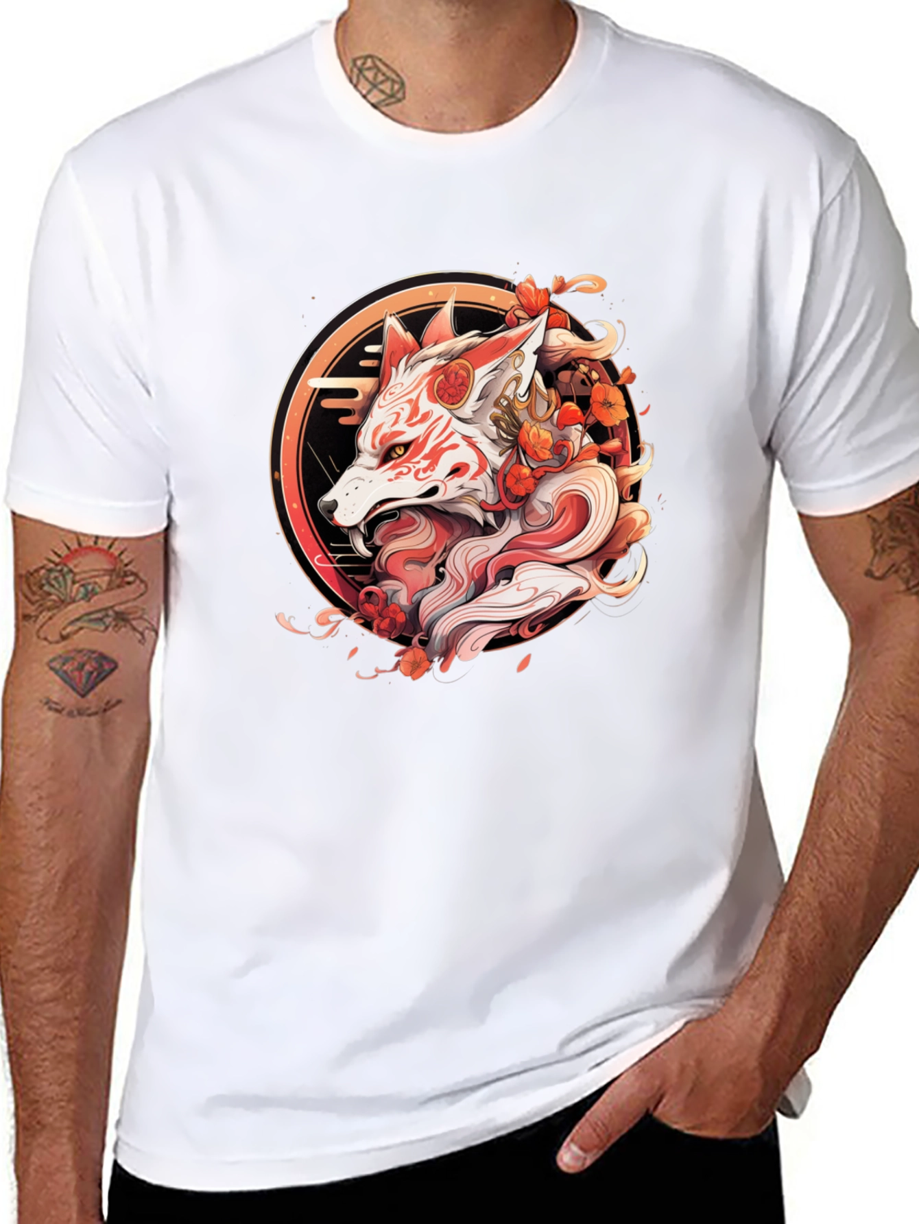 Japanese Fox Mask T-Shirt - Urban Style