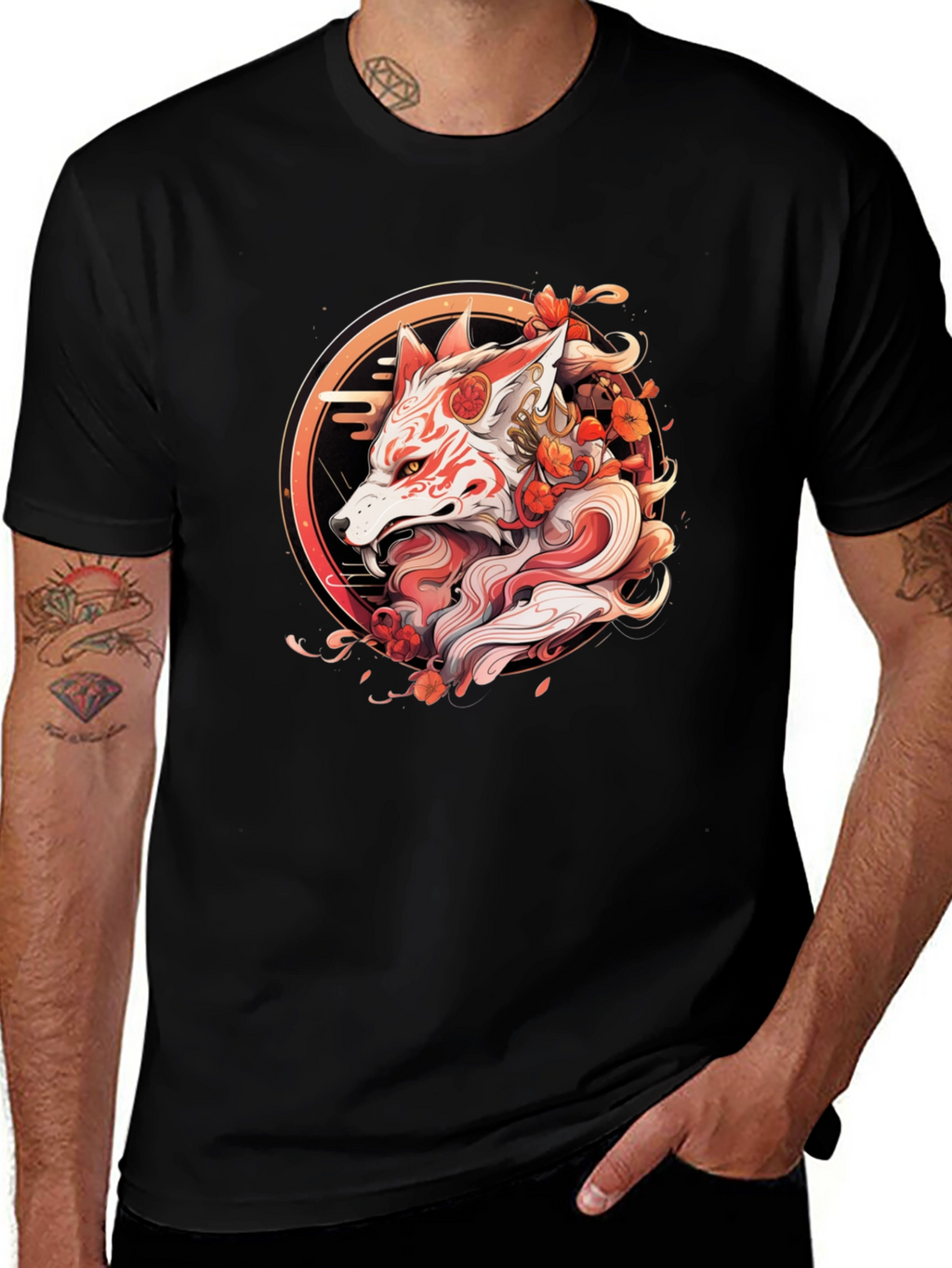 Japanese Fox Mask T-Shirt - Urban Style