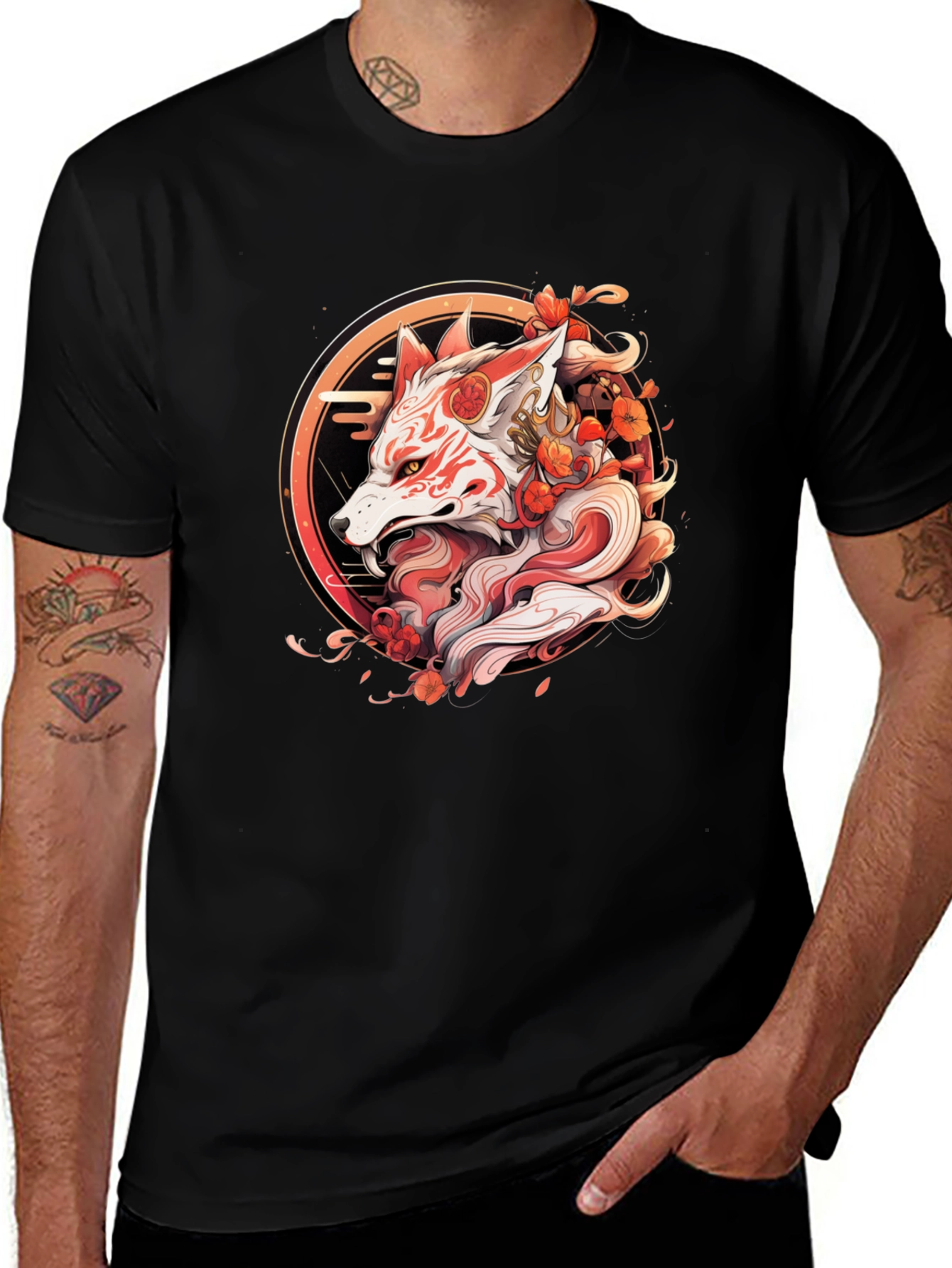 Japanese Fox Mask T-Shirt - Urban Style