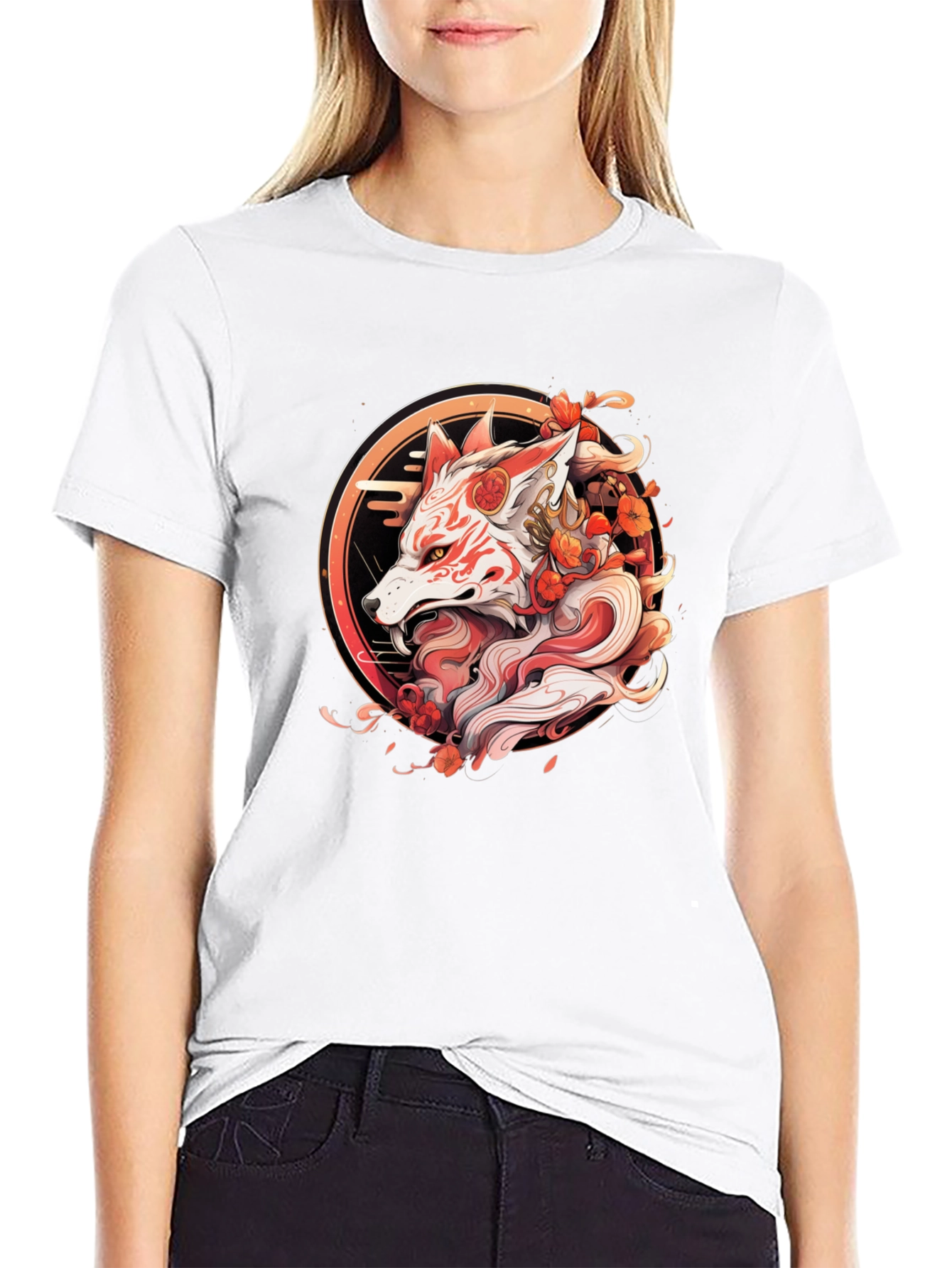 Japanese Fox Mask T-Shirt - Urban Style