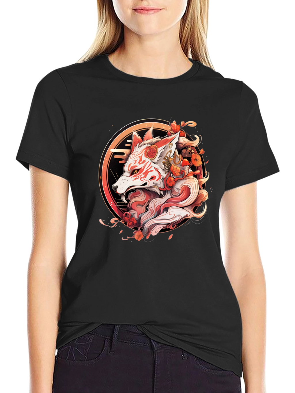 Japanese Fox Mask T-Shirt - Urban Style