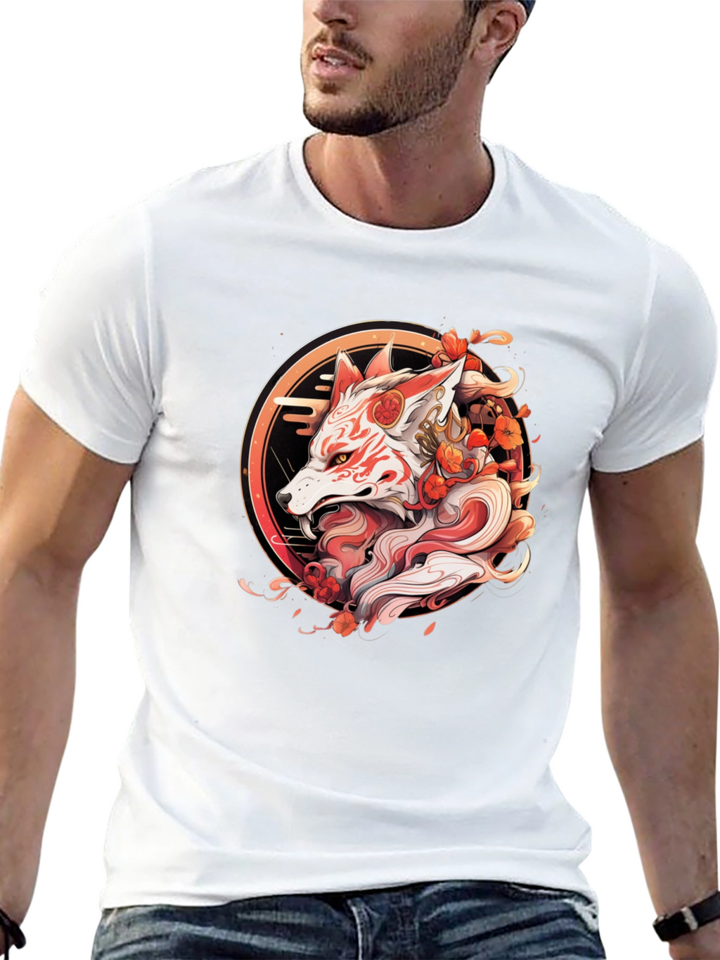 Japanese Fox Mask T-Shirt - Urban Style